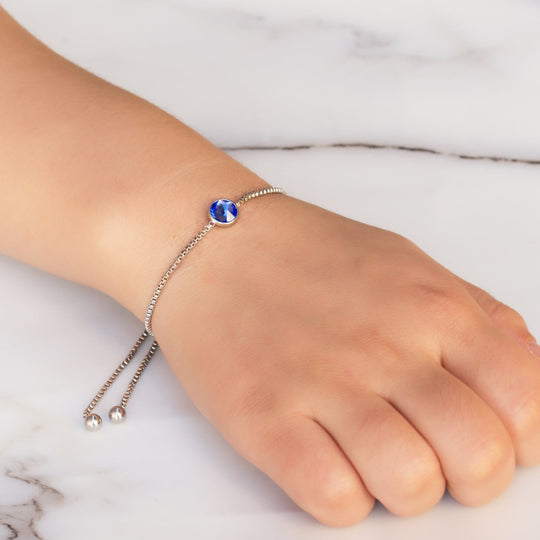 Dark Blue Crystal Bracelet Created with Zircondia® Crystals - Philip Jones Jewellery