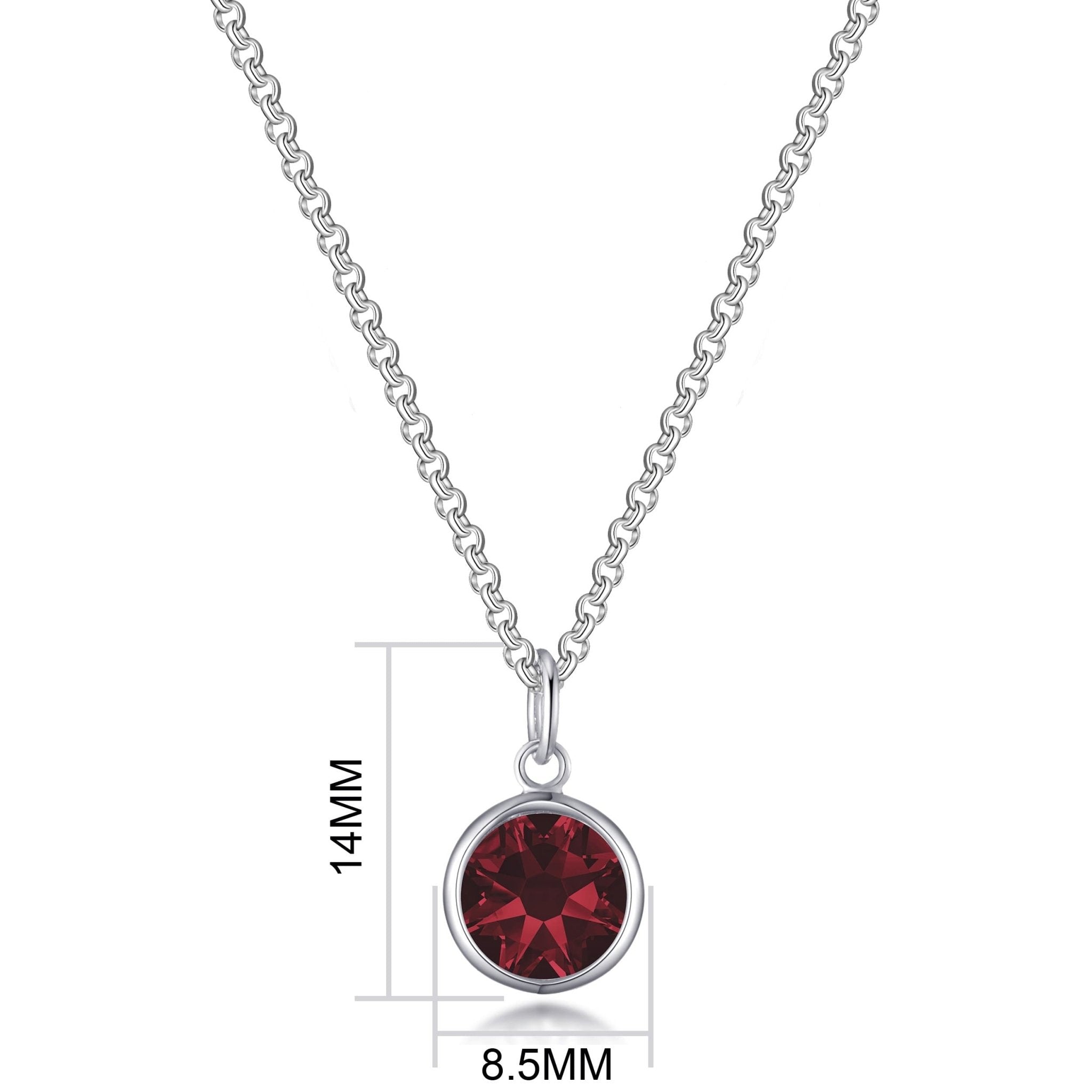 Dark Red Crystal Necklace Created with Zircondia® Crystals - Philip Jones Jewellery