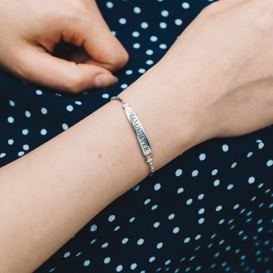 Daughter ID Friendship Bracelet Created with Zircondia® Crystals - Philip Jones Jewellery