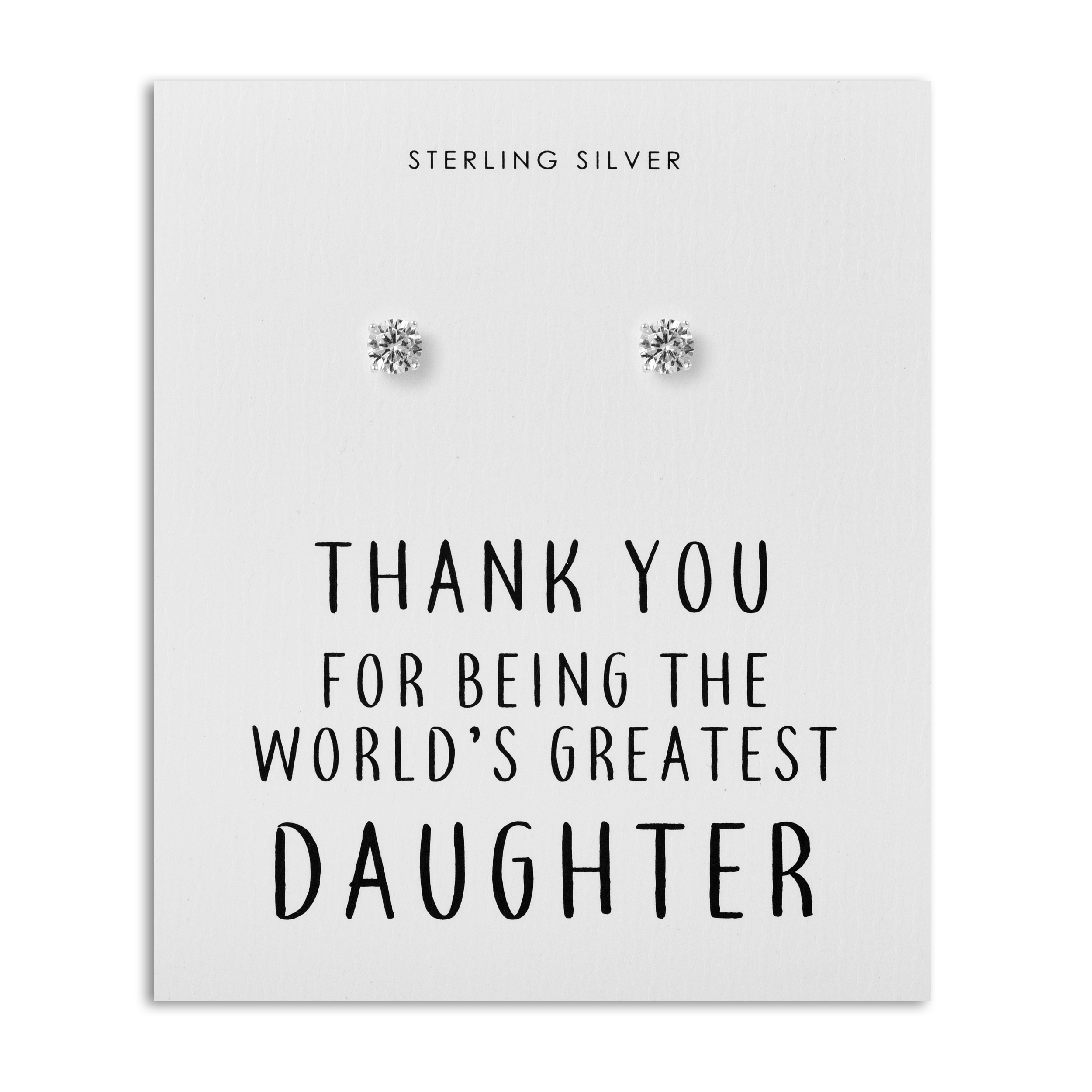 Sterling Silver World's Greatest Daughter Crystal Earrings by Philip Jones Jewellery