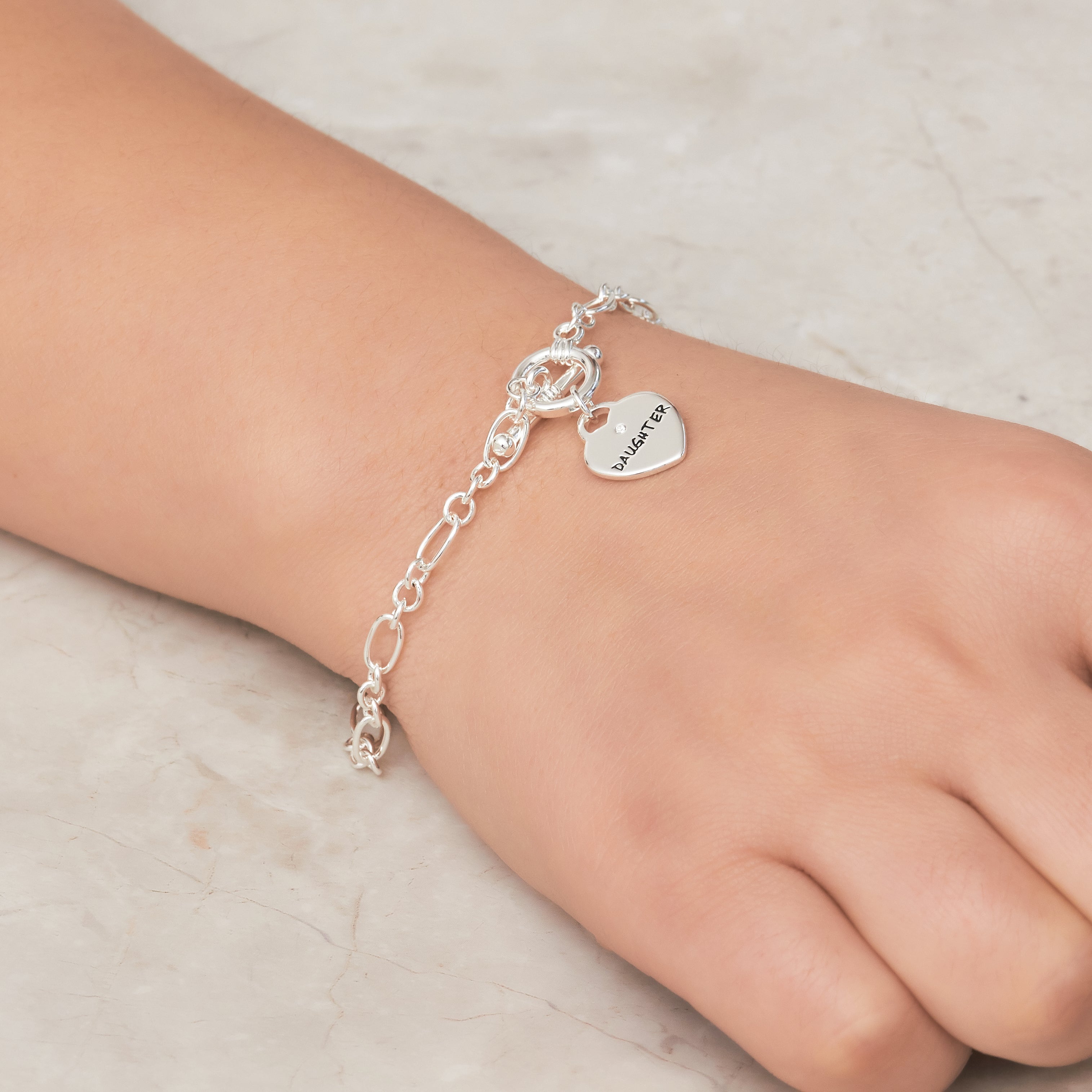Daughter Charm Bracelet Created with Zircondia® Crystals