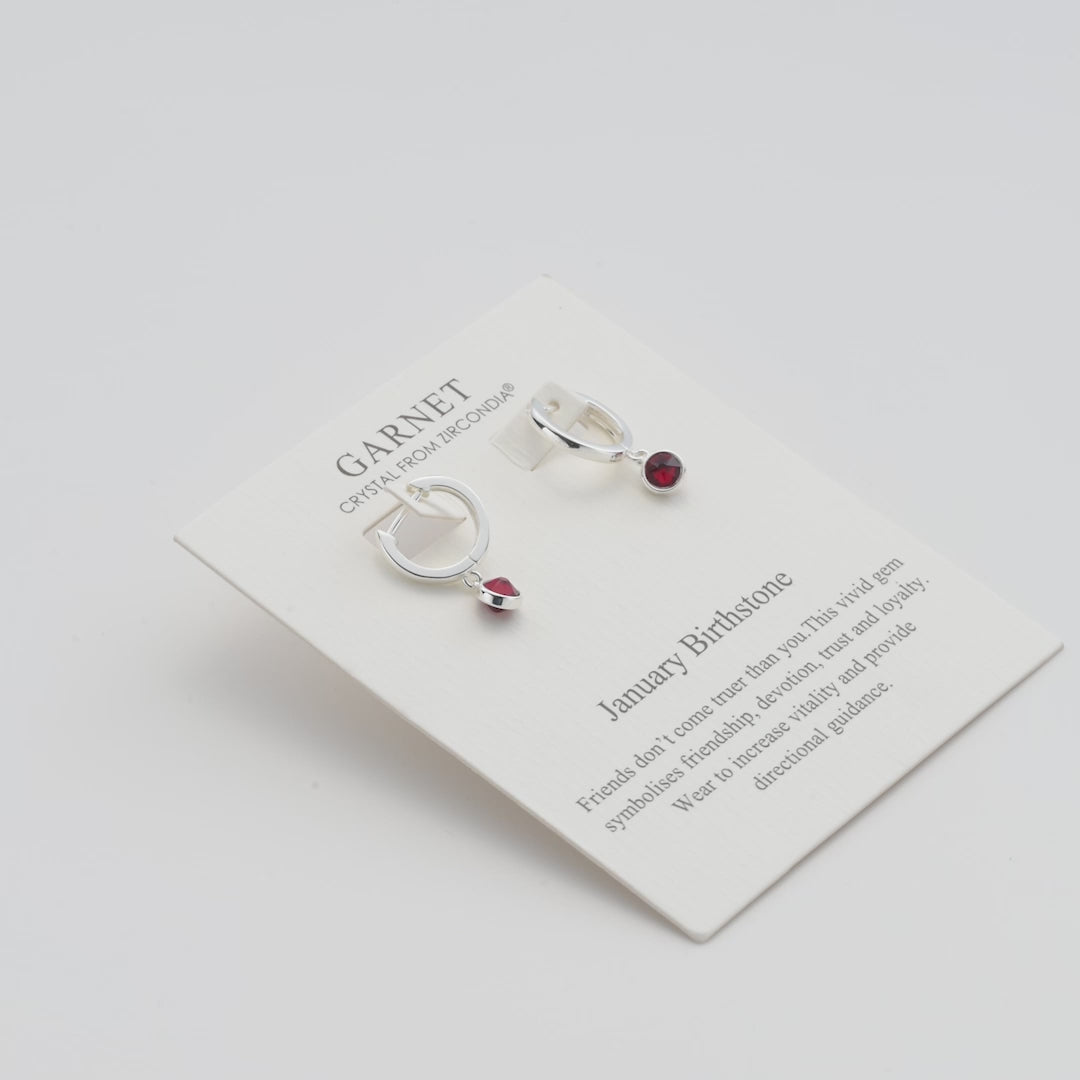 January Birthstone Hoop Earrings Created with Garnet Zircondia® Crystals Video