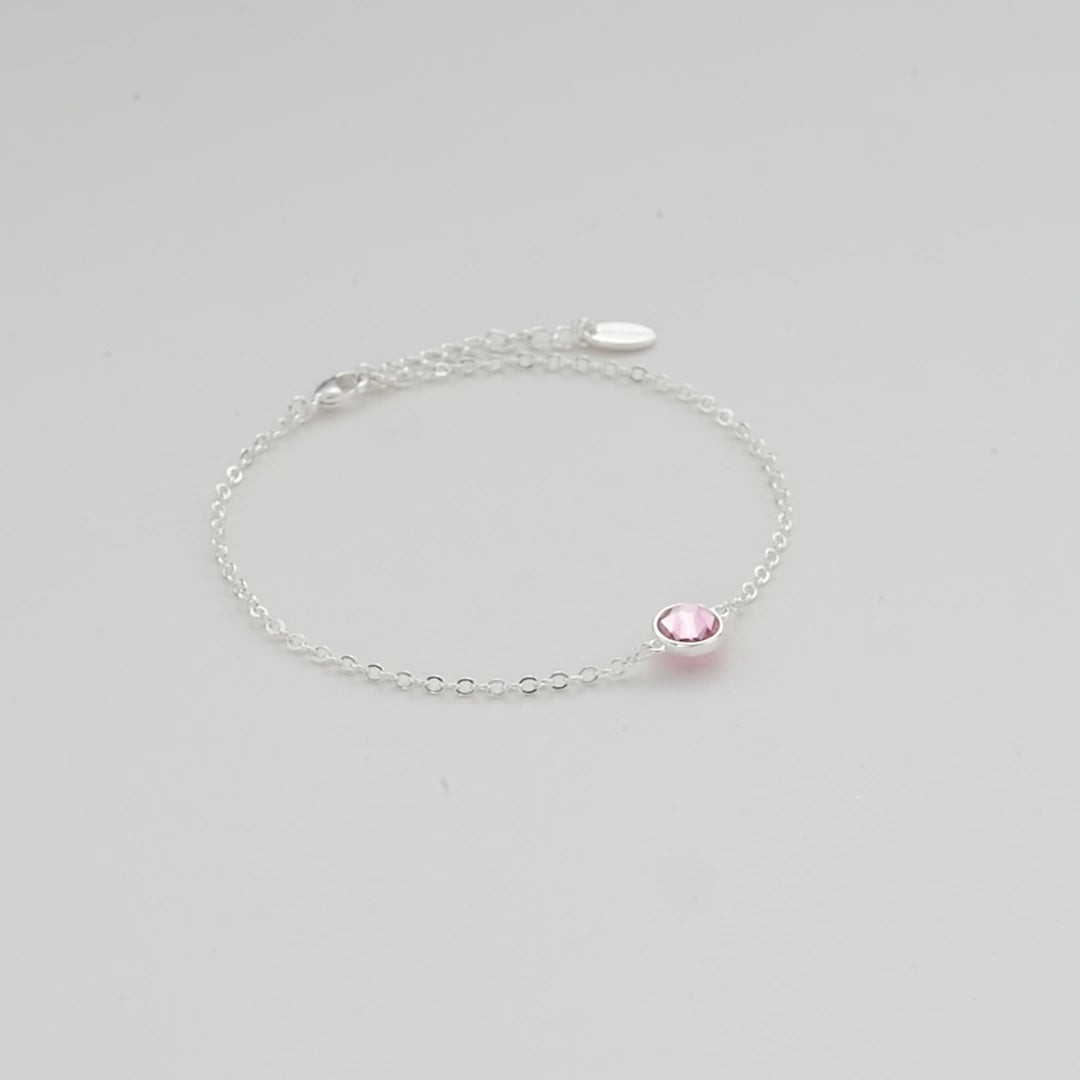October (Tourmaline) Birthstone Anklet Created with Zircondia® Crystals Video