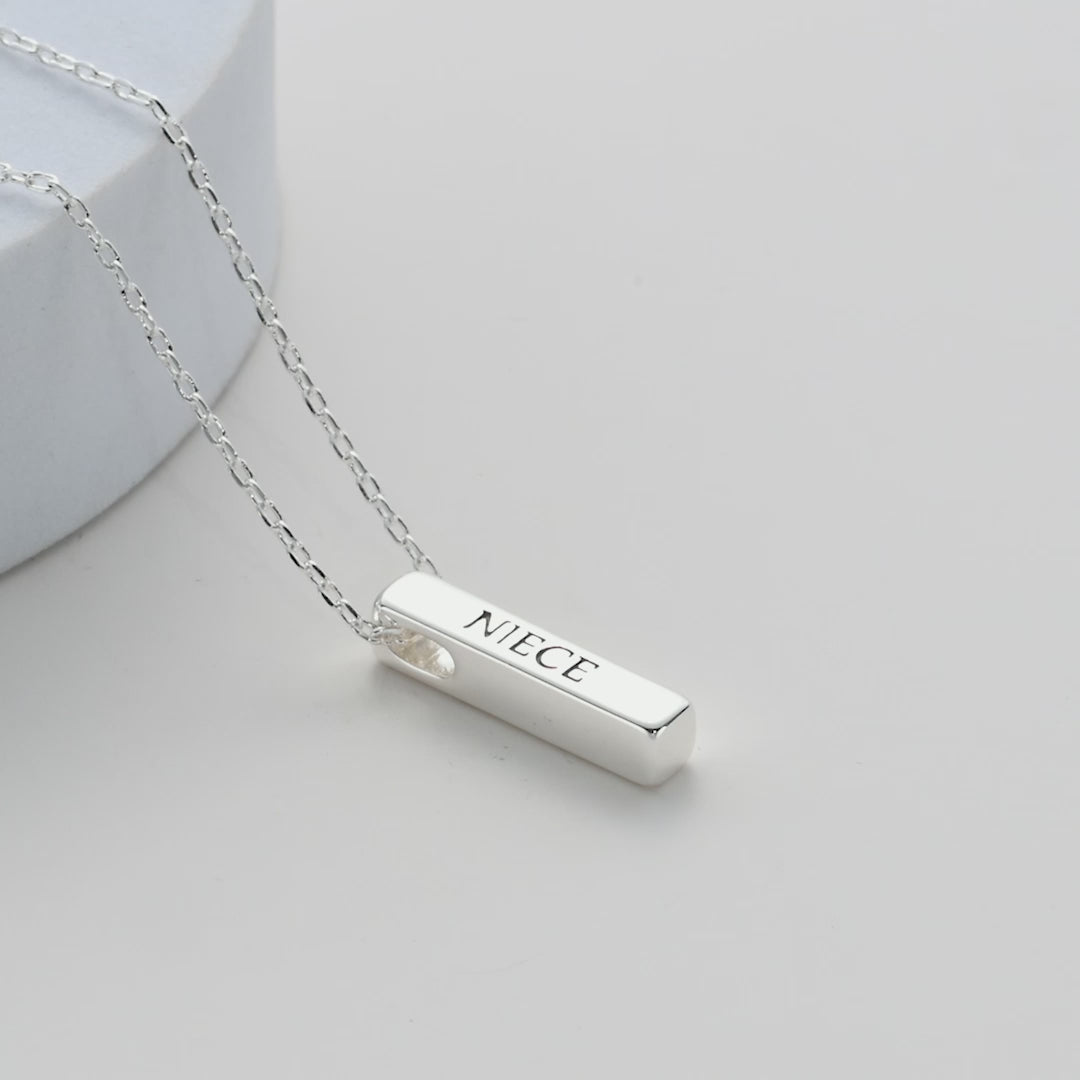 Silver Plated Niece Bar Necklace Video