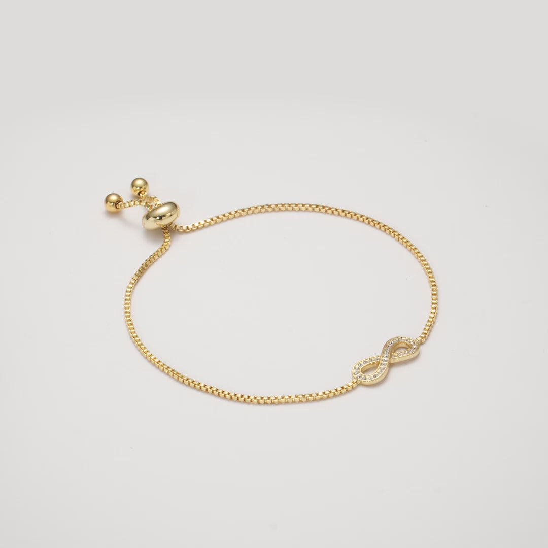 Gold Plated Infinity Friendship Bracelet Created with Zircondia® Crystals Video