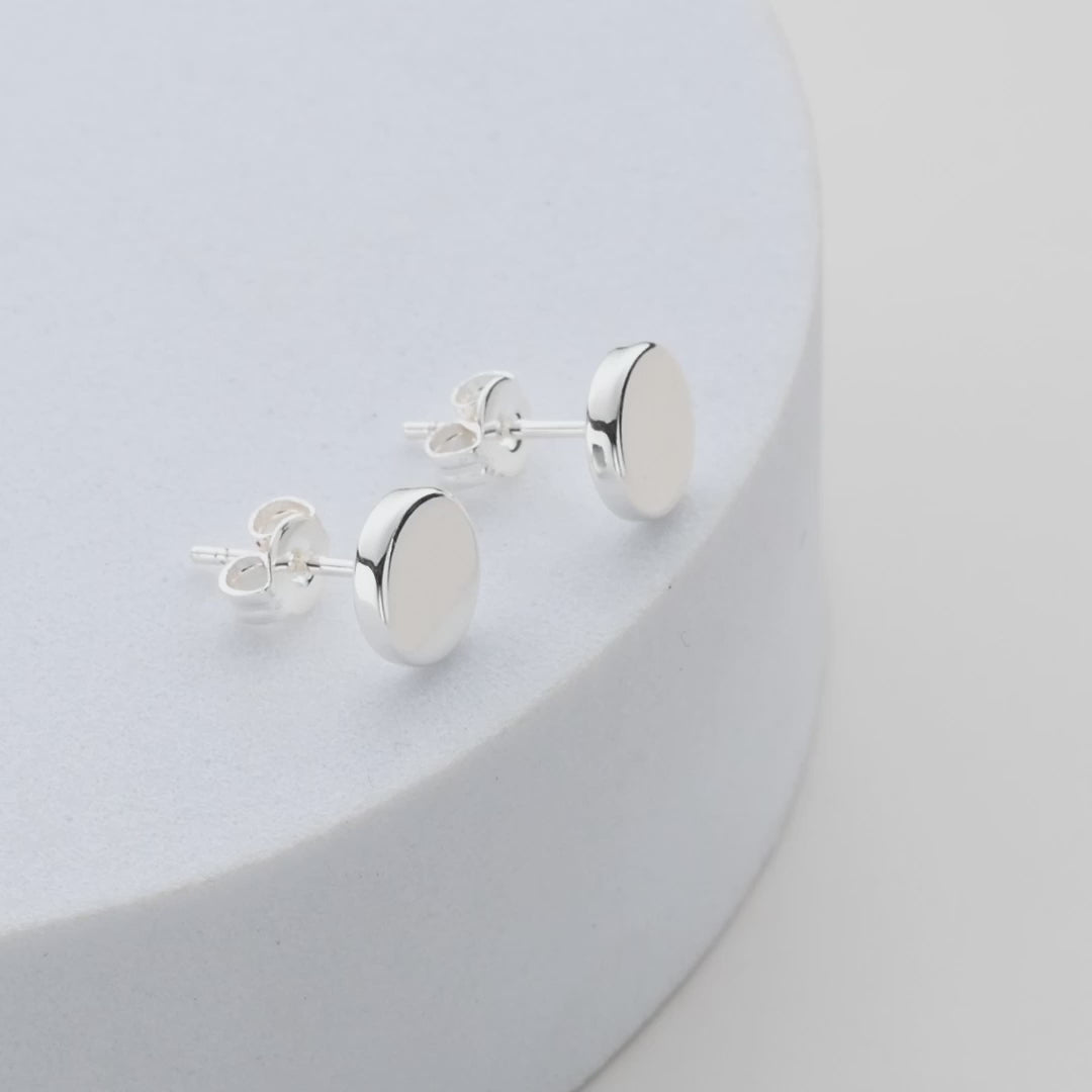 Silver Plated Round Dot Stud Earrings