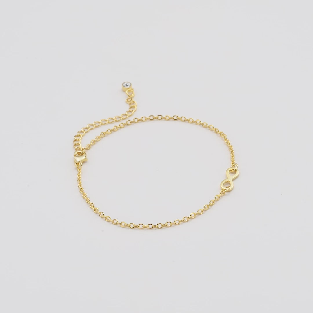 Gold Plated Infinity Anklet Created with Zircondia® Crystals Video