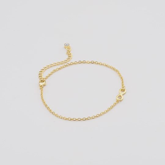 Gold Plated Infinity Anklet Created with Zircondia® Crystals Video