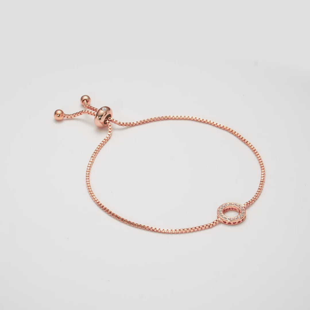 Rose Gold Plated Circle of Life Friendship Bracelet Created with Zircondia® Crystals Video