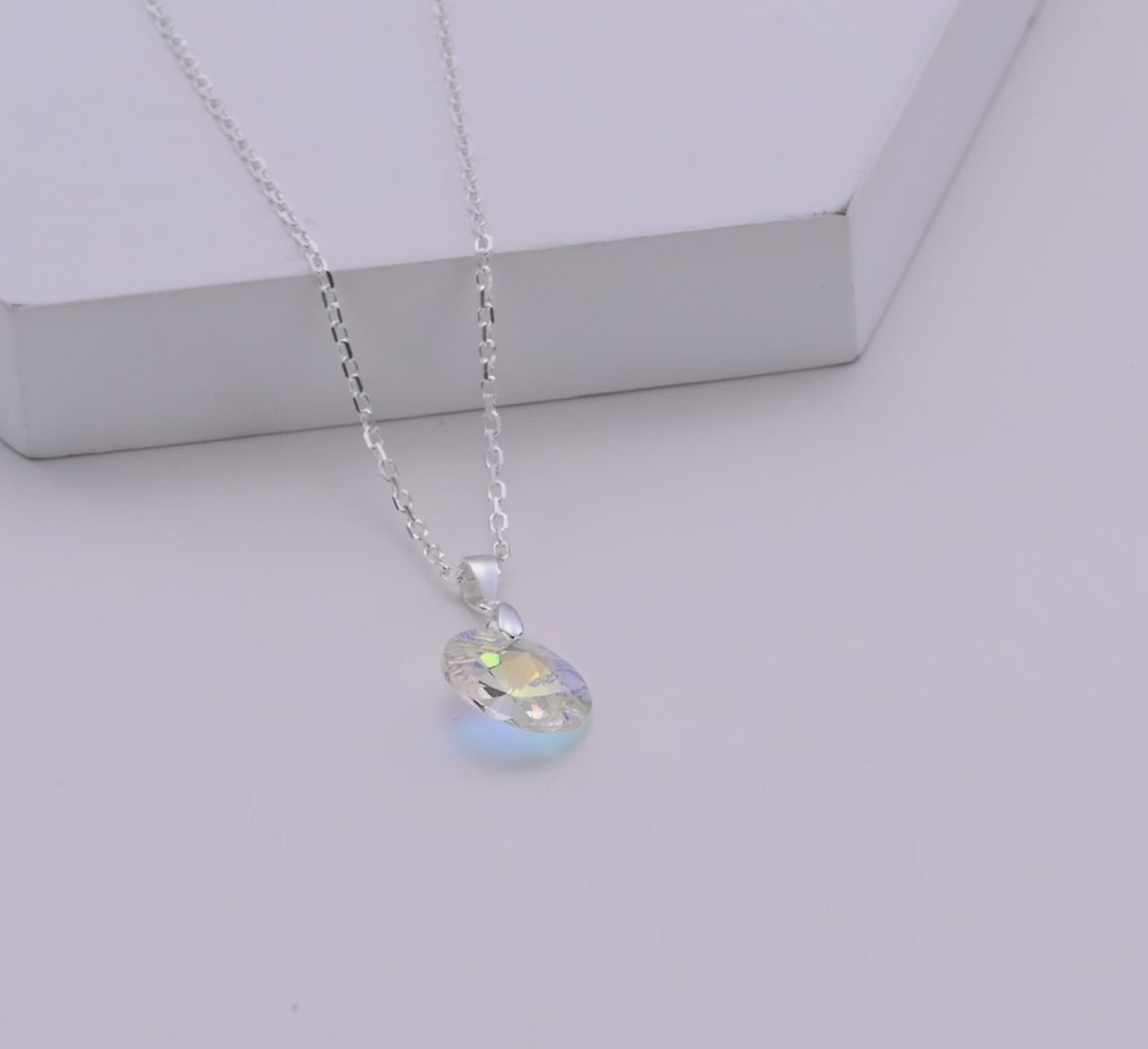 Sterling Silver Aurora Borealis Necklace Created with Zircondia® Crystals Video