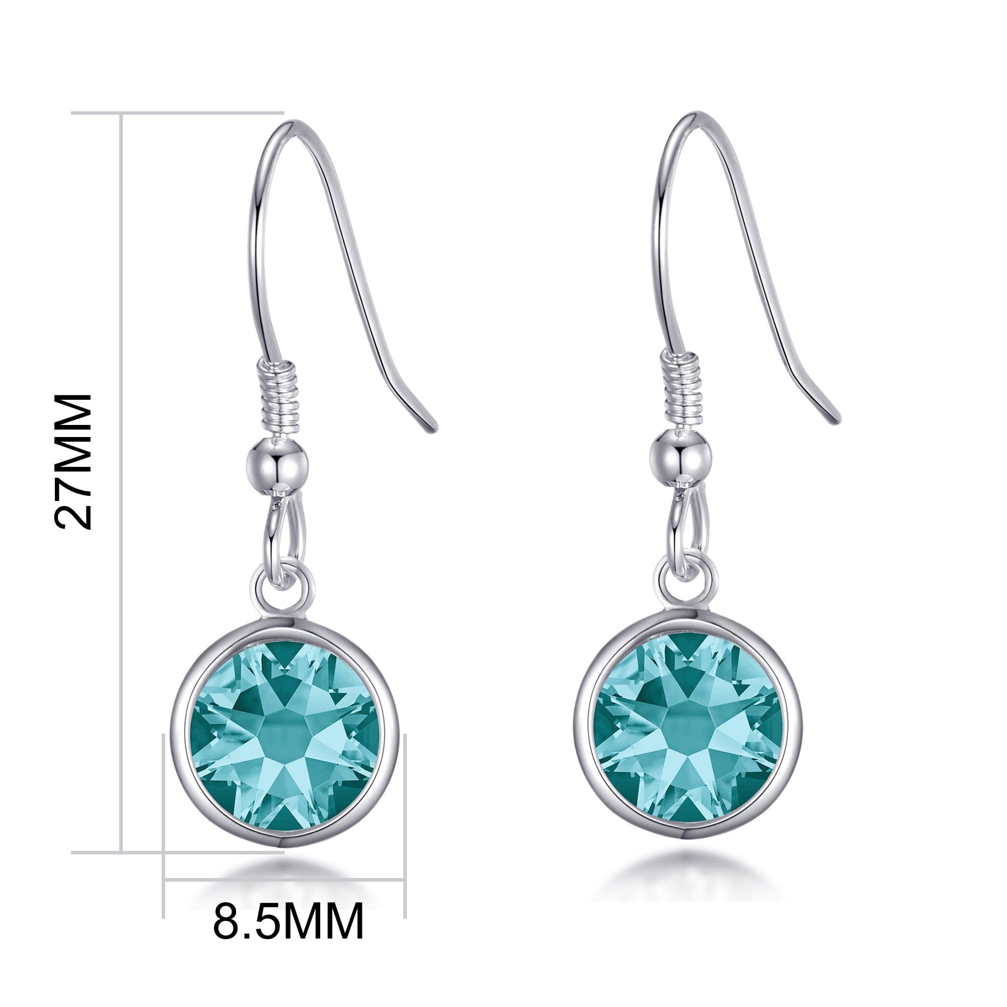 December Birthstone Drop Earrings Created with Blue Topaz Zircondia® Crystals - Philip Jones Jewellery