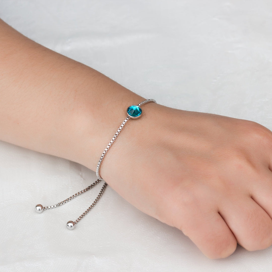 December (Blue Topaz) Birthstone Bracelet Created with Zircondia® Crystals - Philip Jones Jewellery