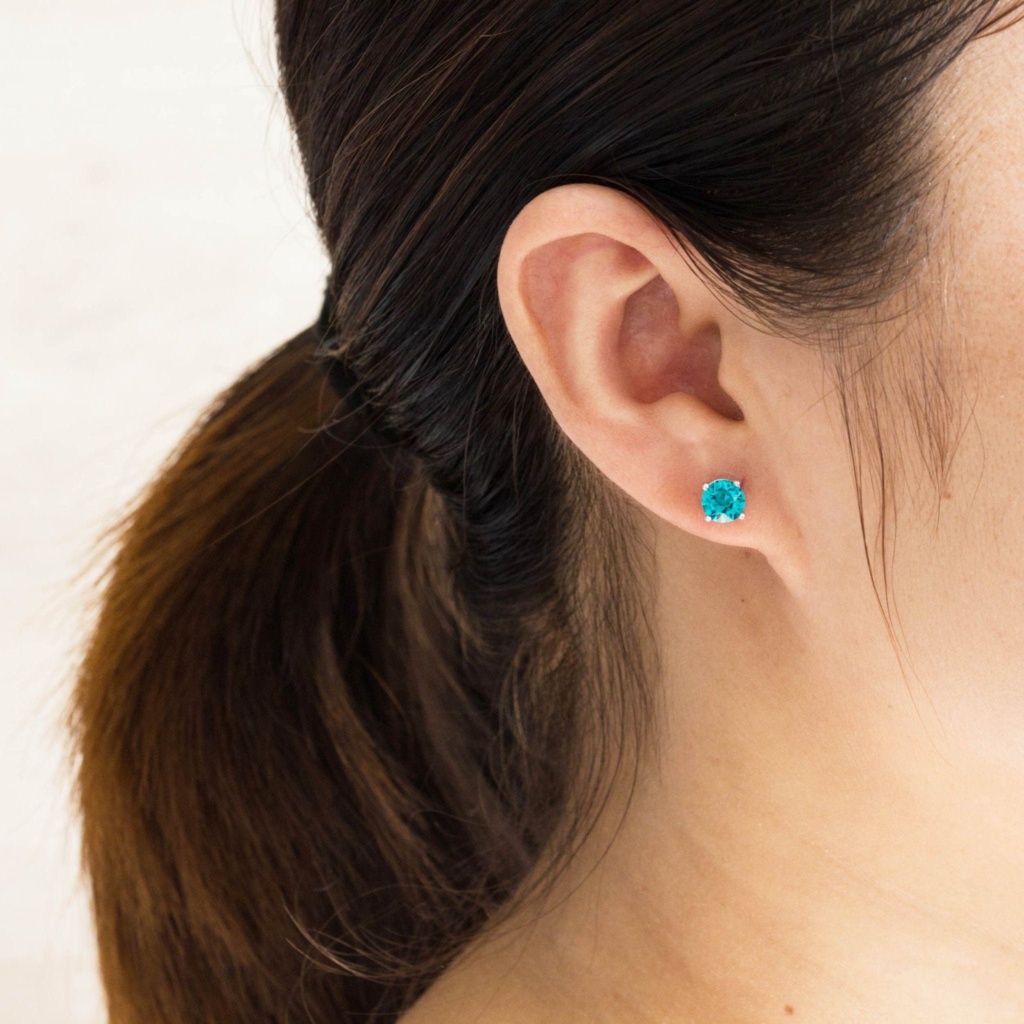 December (Blue Topaz) Birthstone Earrings Created with Zircondia® Crystals - Philip Jones Jewellery