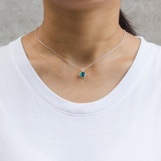 December (Blue Topaz) Birthstone Necklace Created with Zircondia® Crystals - Philip Jones Jewellery