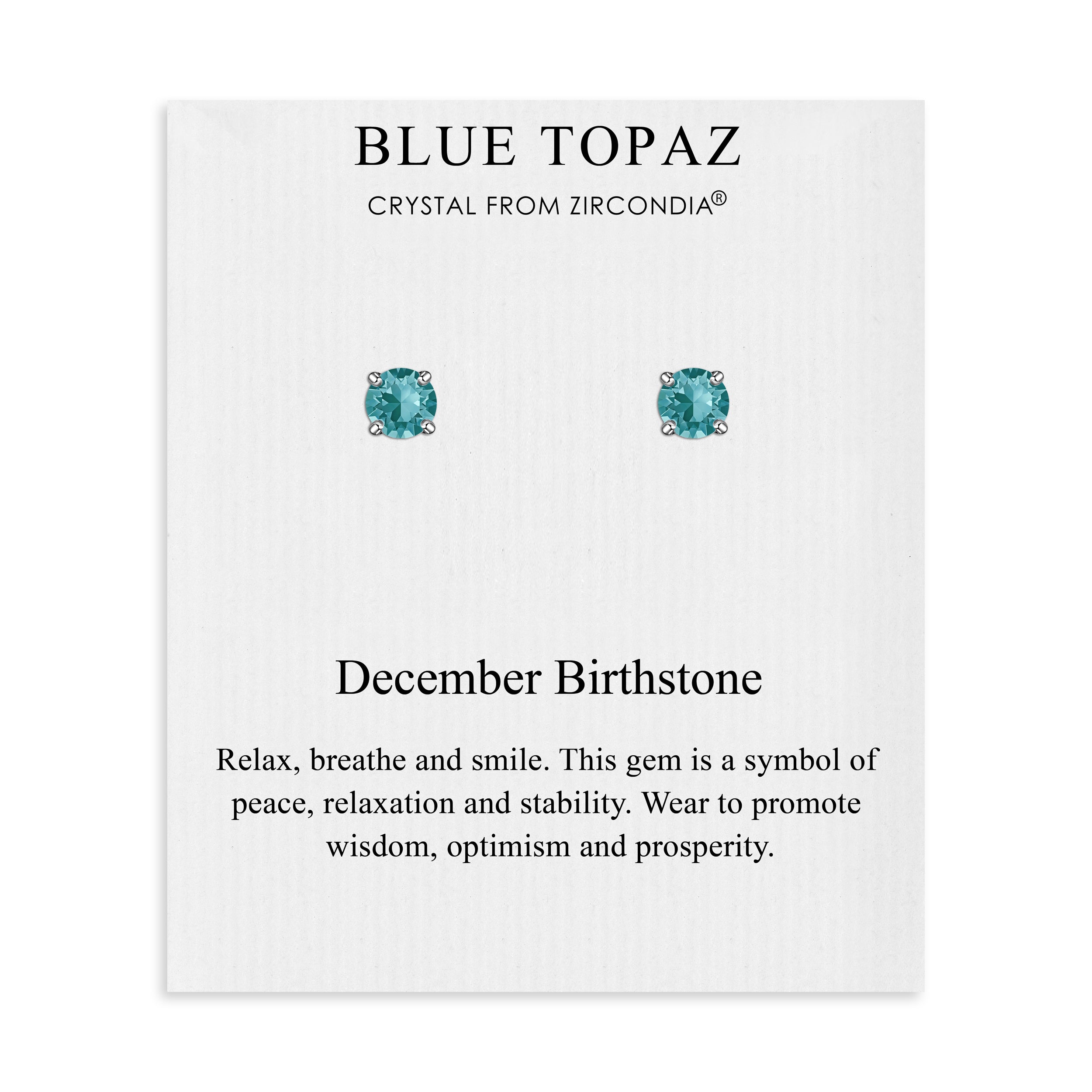 December (Blue Topaz) Birthstone Earrings Created with Zircondia® Crystals by Philip Jones Jewellery