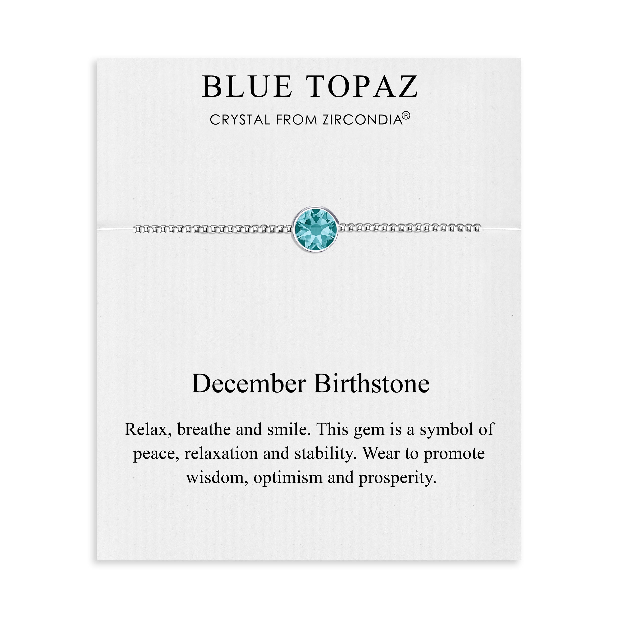 December (Blue Topaz) Birthstone Bracelet Created with Zircondia® Crystals by Philip Jones Jewellery