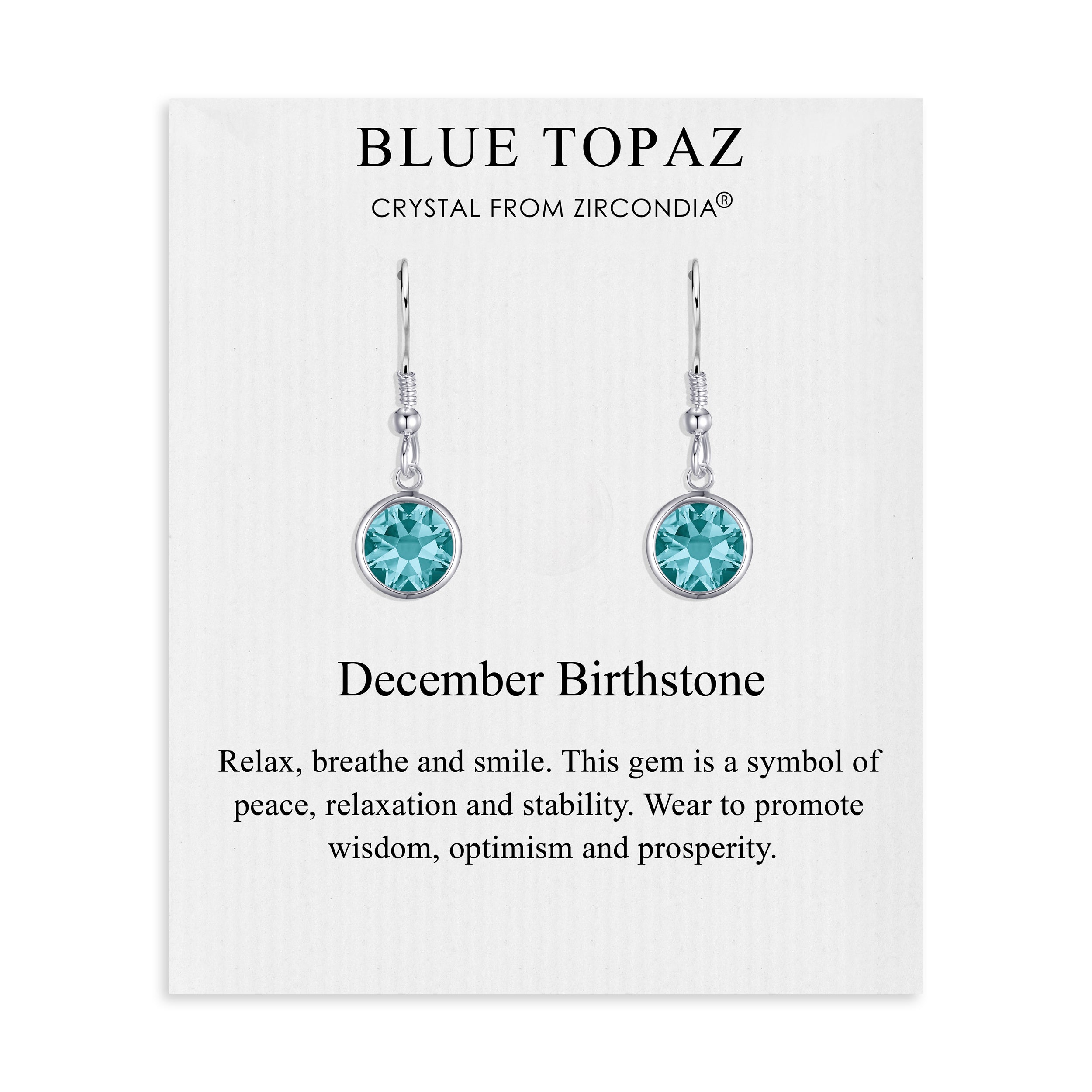 December Birthstone Drop Earrings Created with Blue Topaz Zircondia® Crystals by Philip Jones Jewellery
