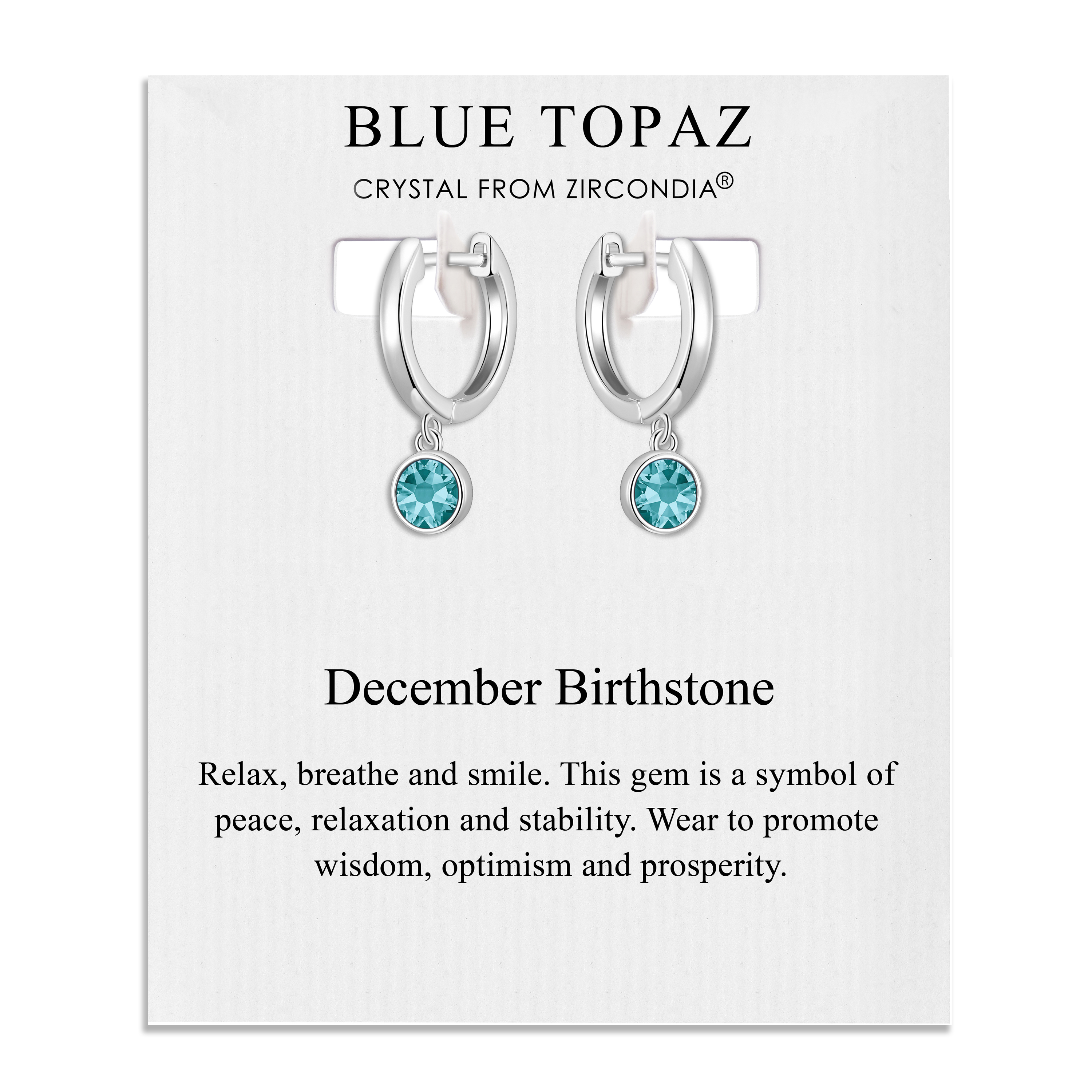 December Birthstone Hoop Earrings Created with Blue Topaz Zircondia® Crystals by Philip Jones Jewellery