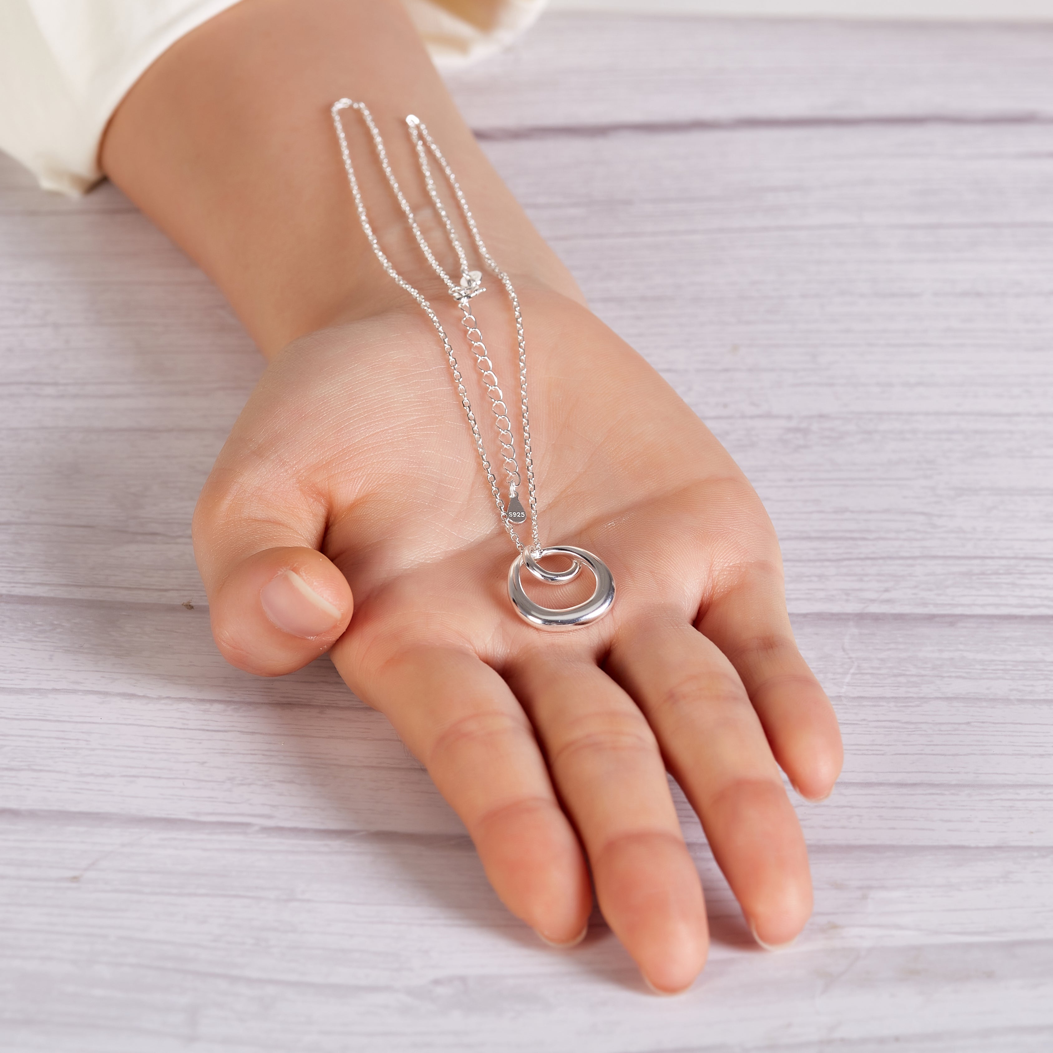 Sterling Silver Double Open Drop Necklace