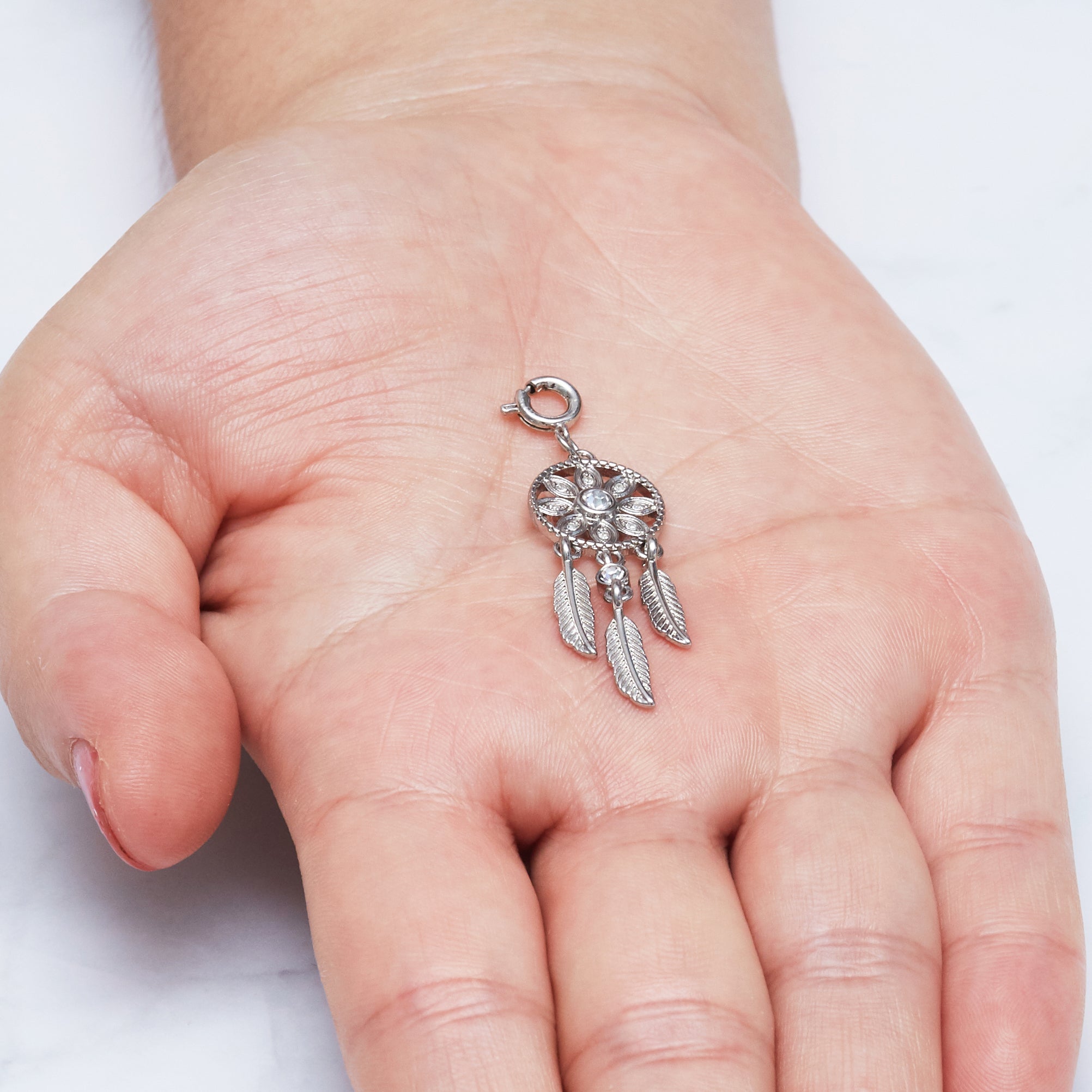 Dream Catcher Charm Created with Zircondia® Crystals - Philip Jones Jewellery