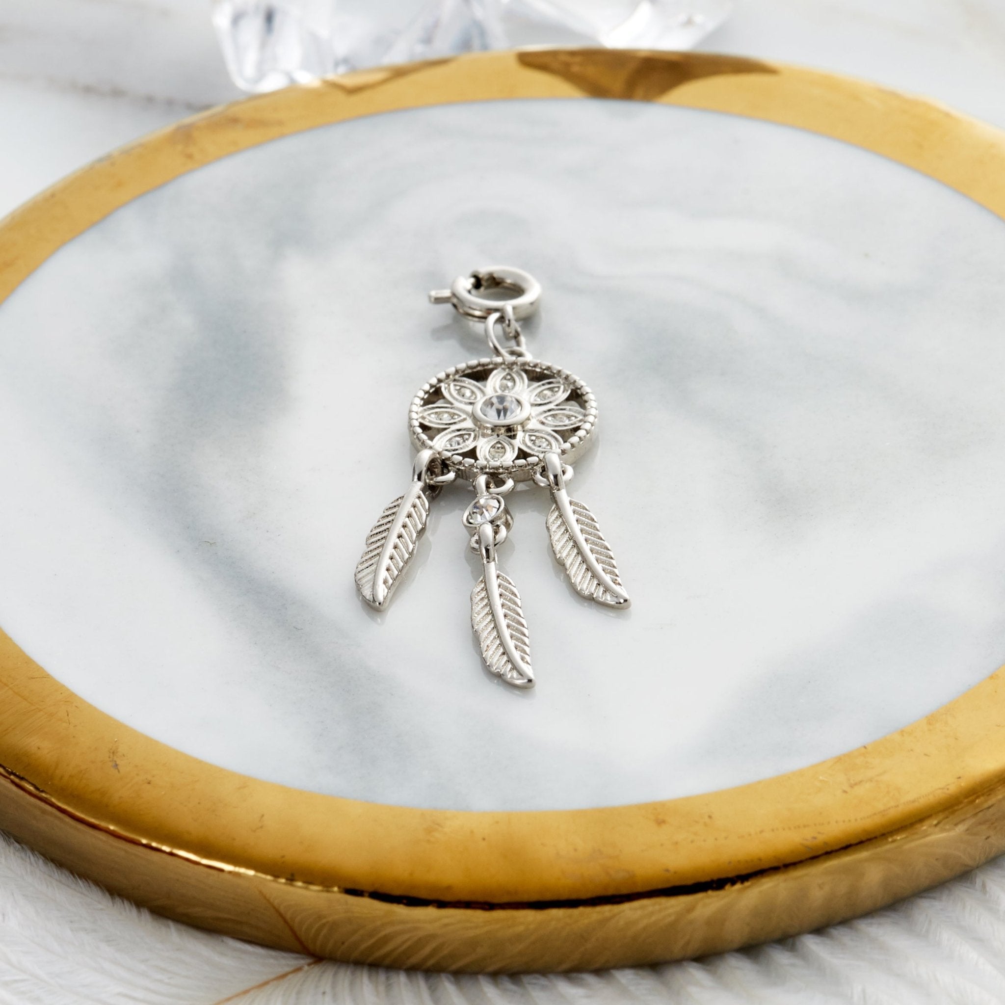 Dream Catcher Charm Created with Zircondia® Crystals - Philip Jones Jewellery