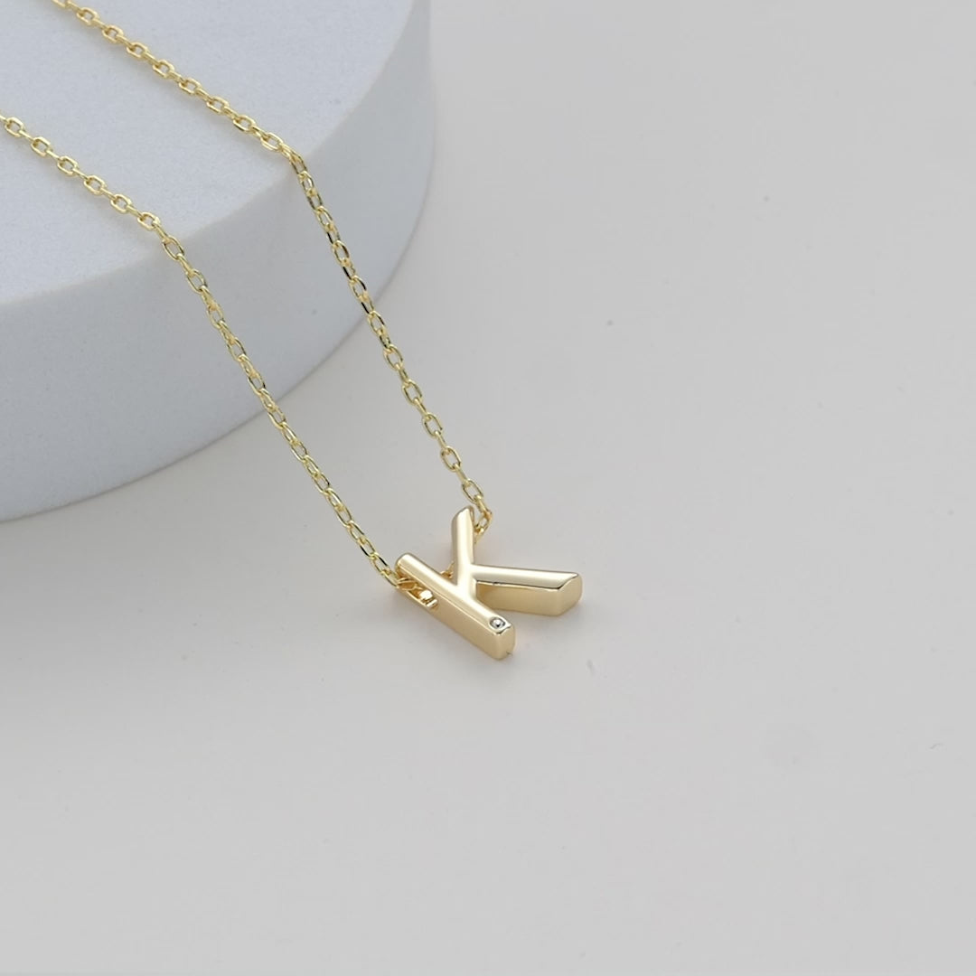 Gold Plated Initial Necklace Letter K Created with Zircondia® Crystals Video