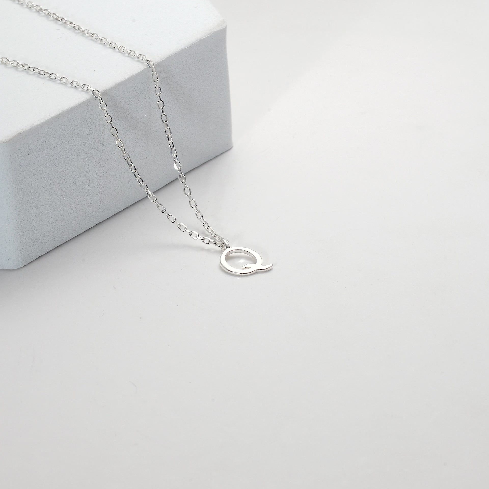 Sterling Silver Initial Q Necklace Video