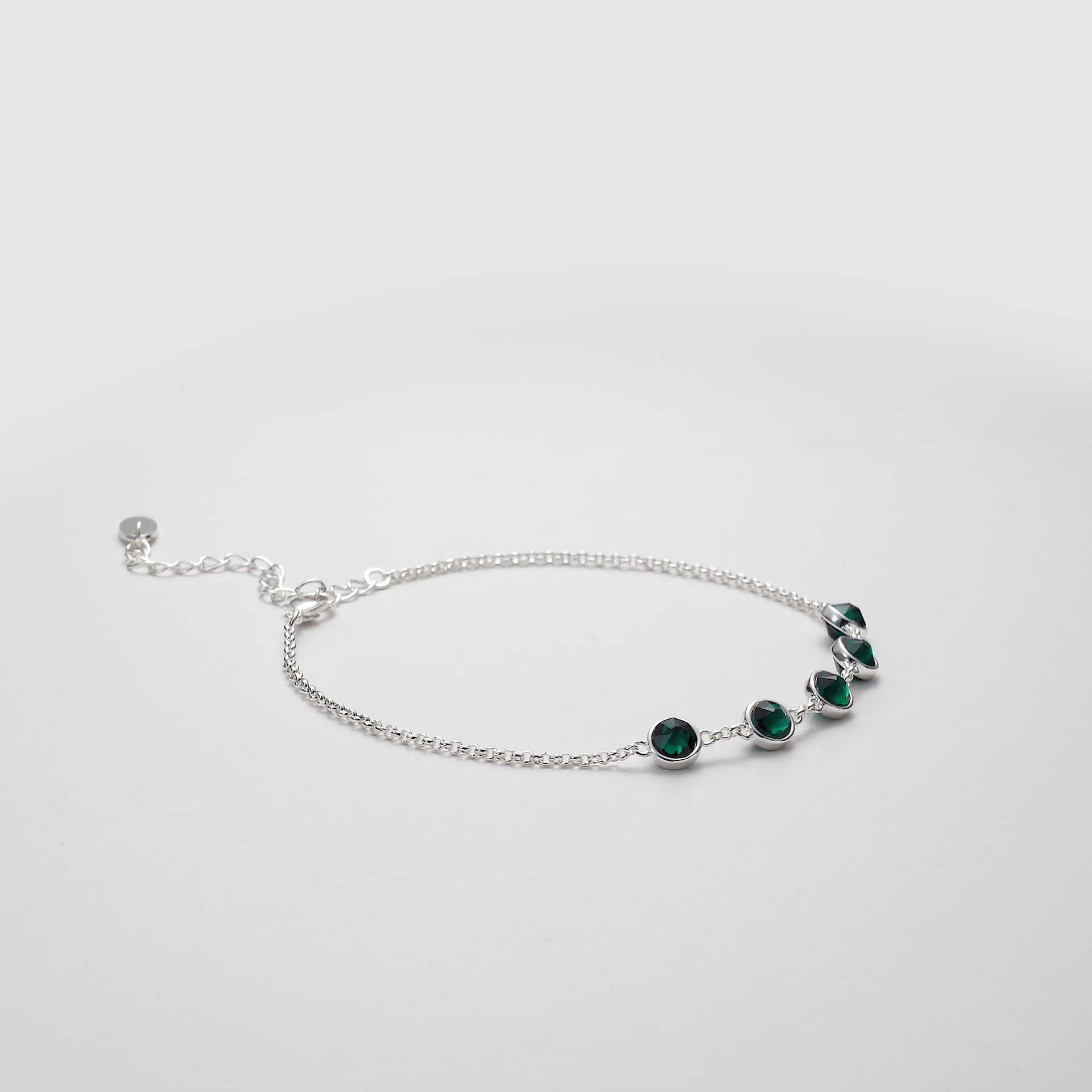 Green Crystal Chain Bracelet Created with Zircondia® Crystals Video