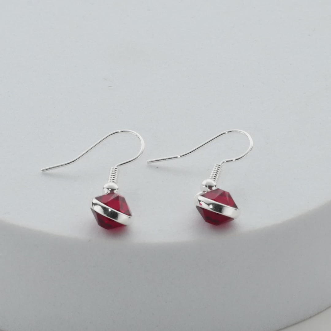 Dark Red Crystal Drop Earrings Created with Zircondia® Crystals Video