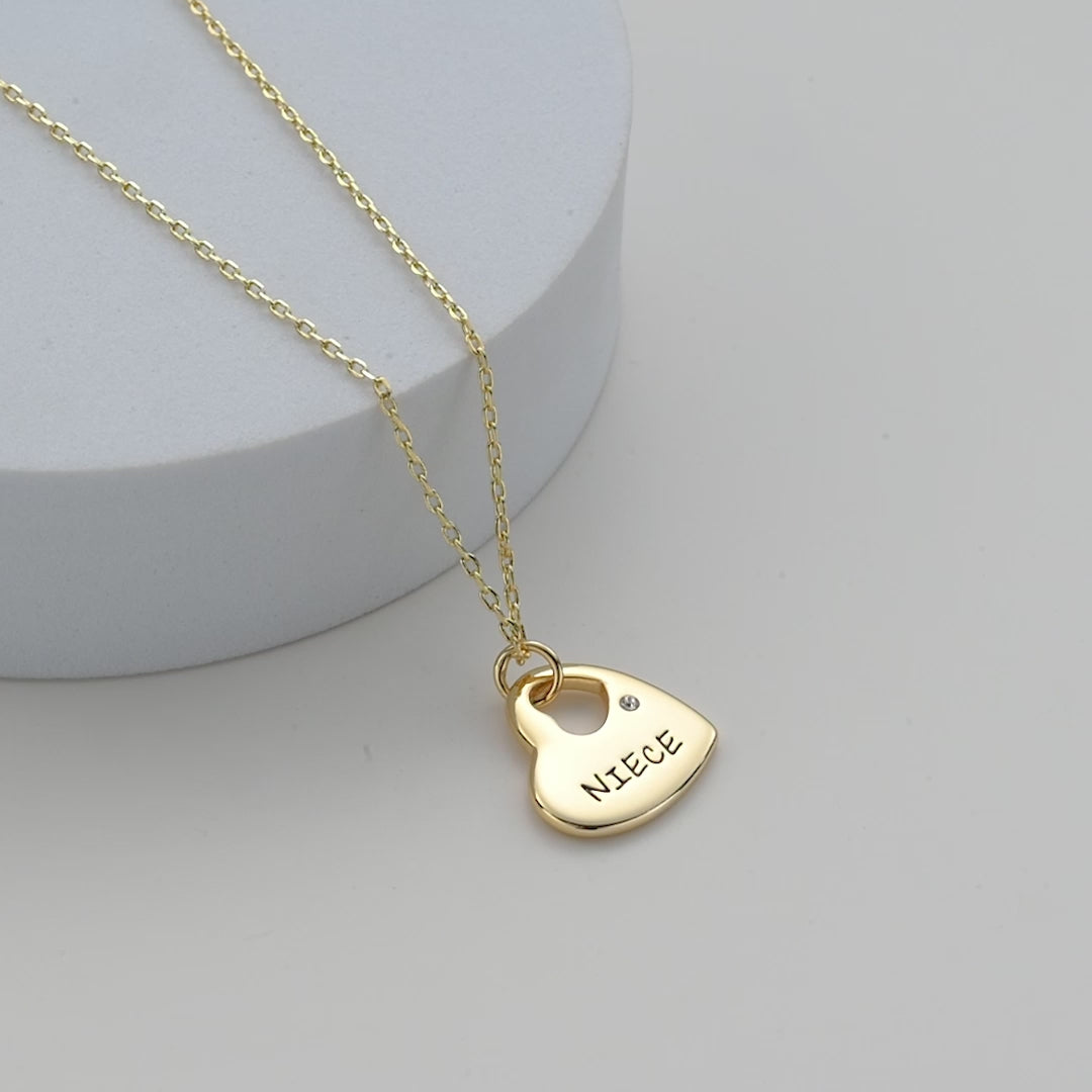 Gold Plated Niece Heart Necklace Created with Zircondia® Crystals Video