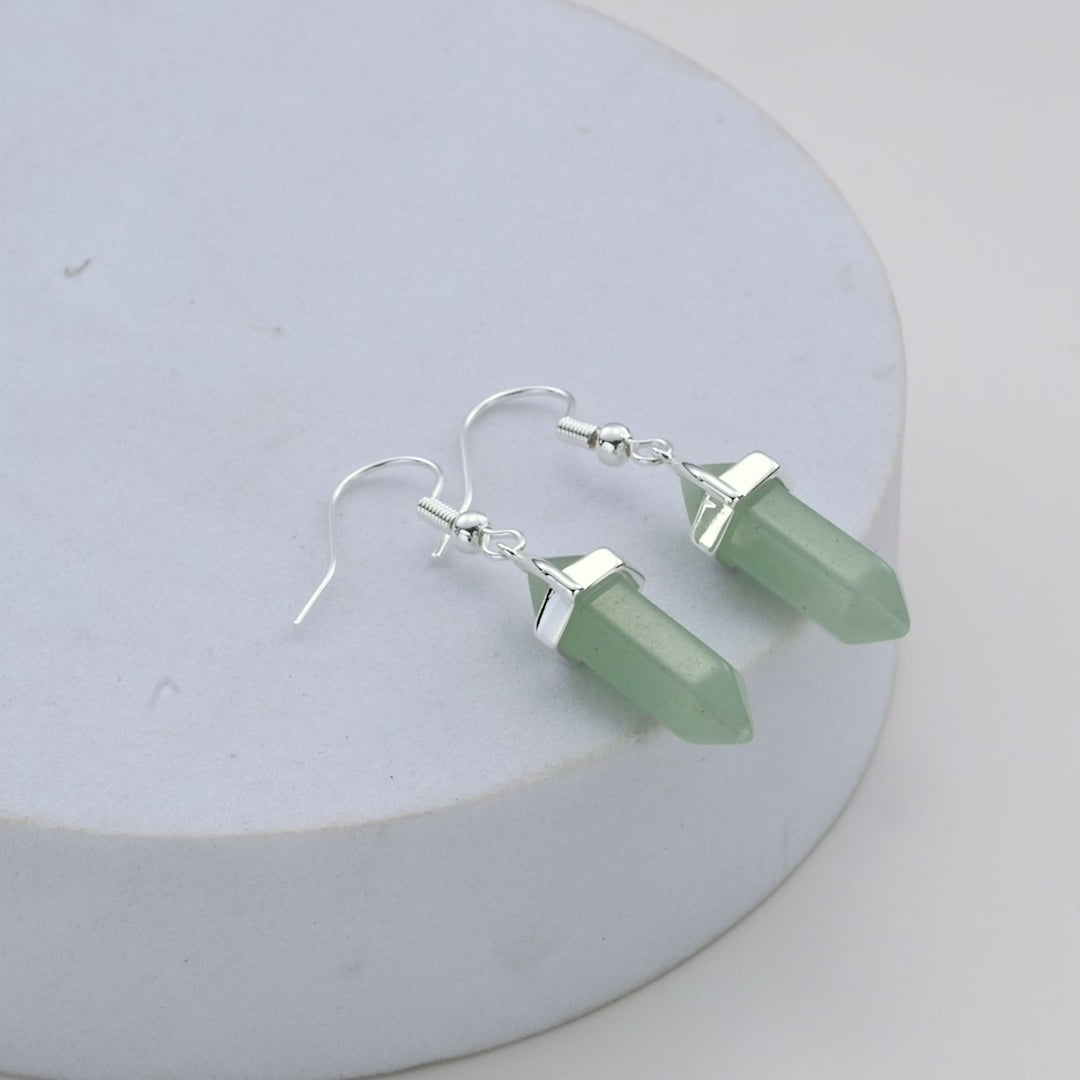 Green Aventurine Gemstone Drop Earrings Video
