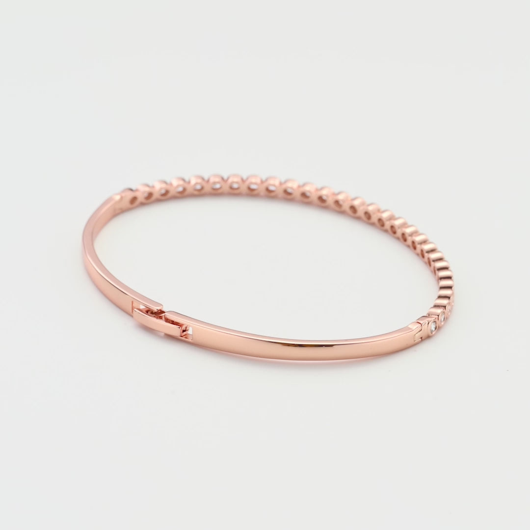 Rose Gold Plated Tennis Bangle Created with Zircondia® Crystals Video