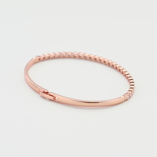 Rose Gold Plated Tennis Bangle Created with Zircondia® Crystals Video