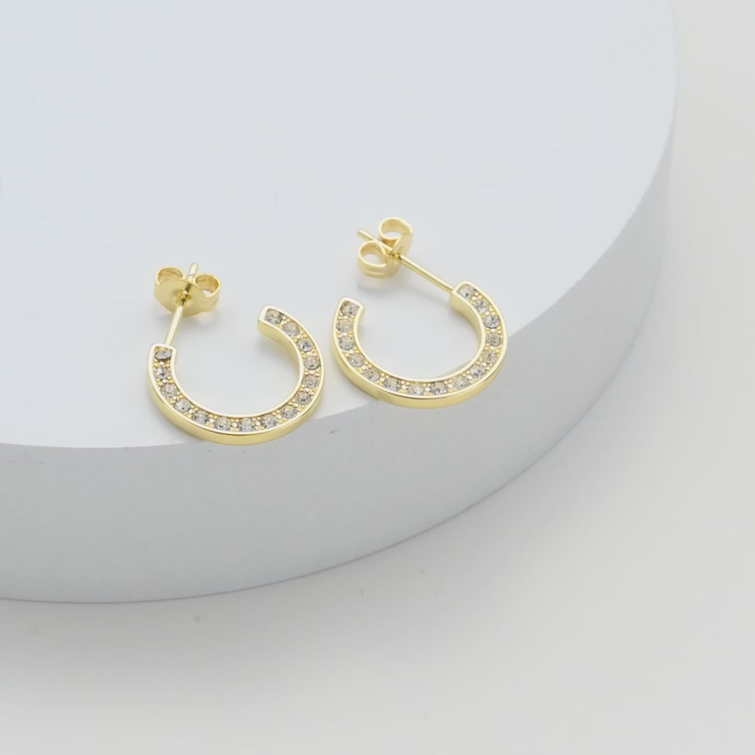 Gold Plated Crystal Edge Hoop Earrings Created With Zircondia® Crystals Video
