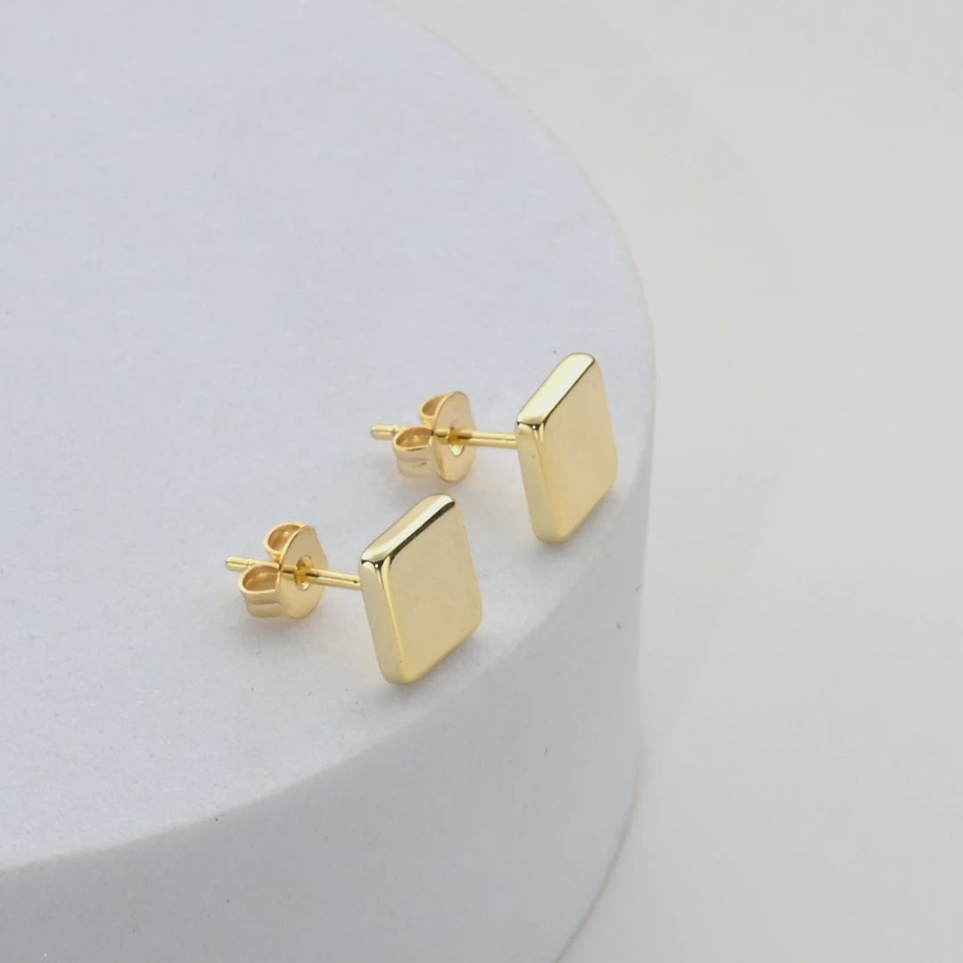 Gold Plated Square Stud Earrings