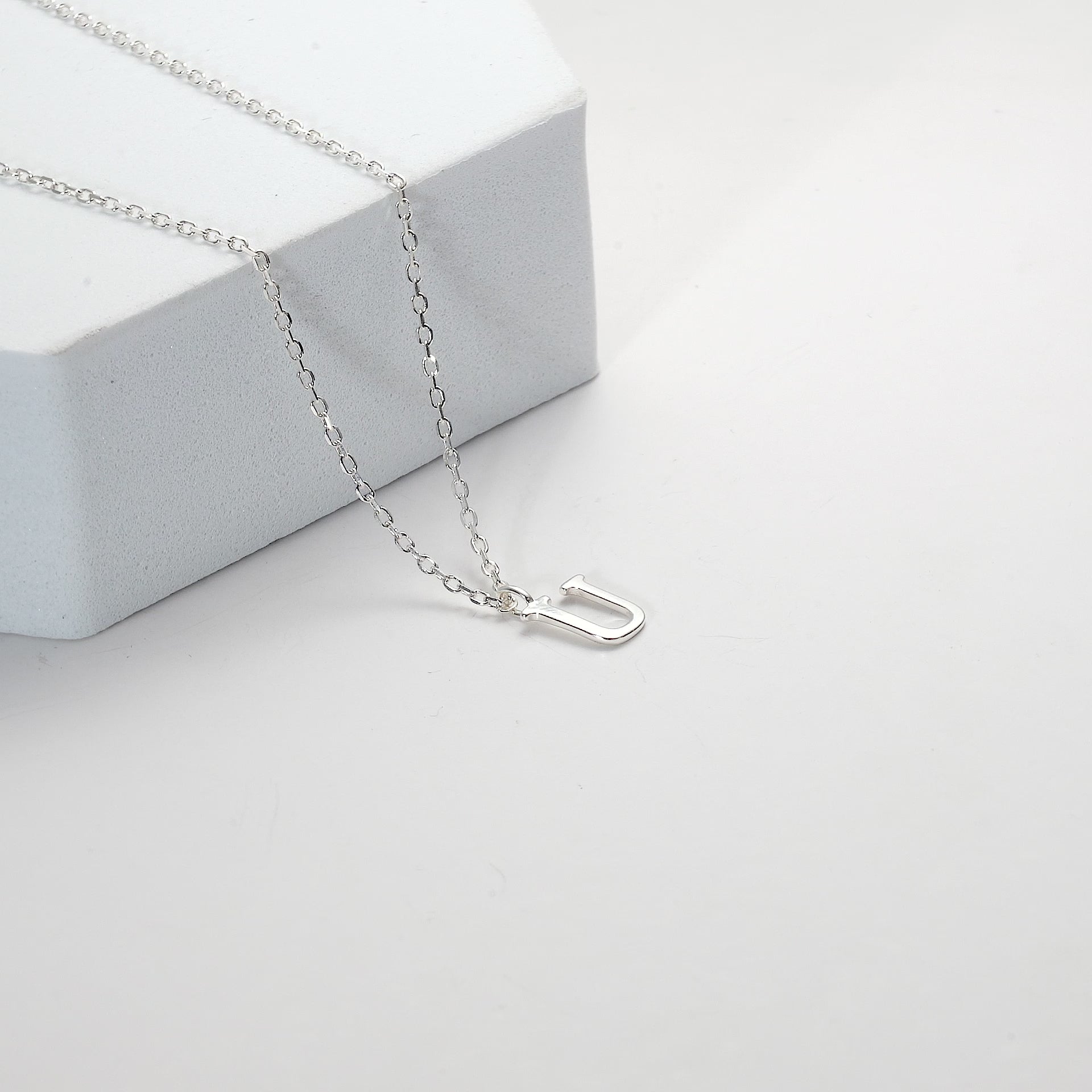 Sterling Silver Initial U Necklace Video