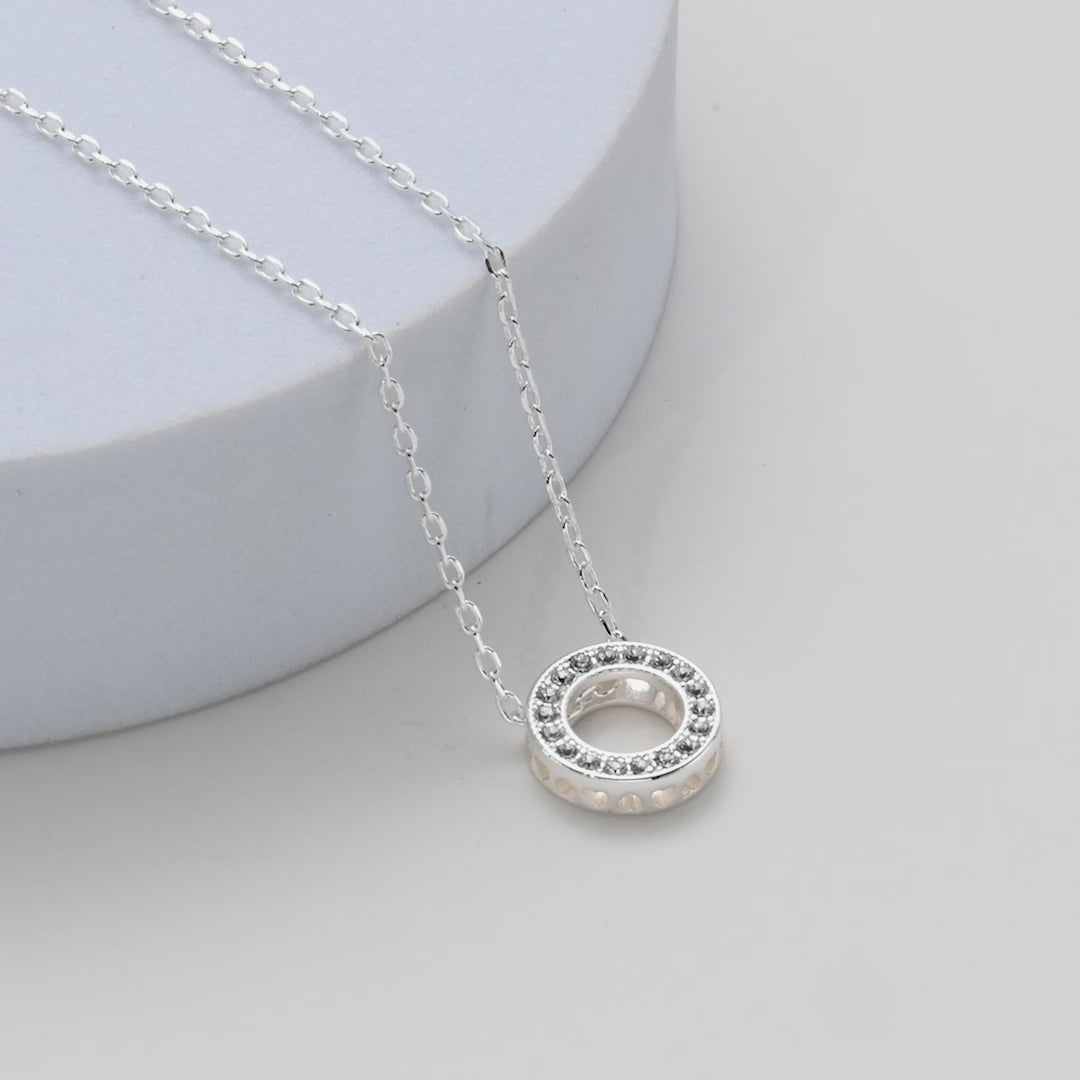 Silver Plated Circle of Life Necklace Created with Zircondia® Crystals Video