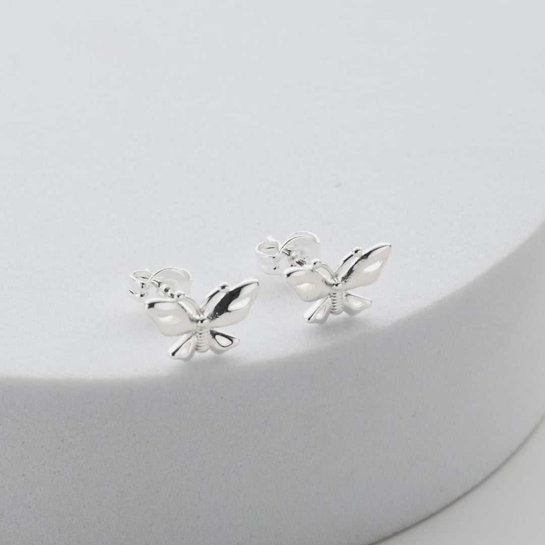 Silver Plated Butterfly Stud Earrings Video