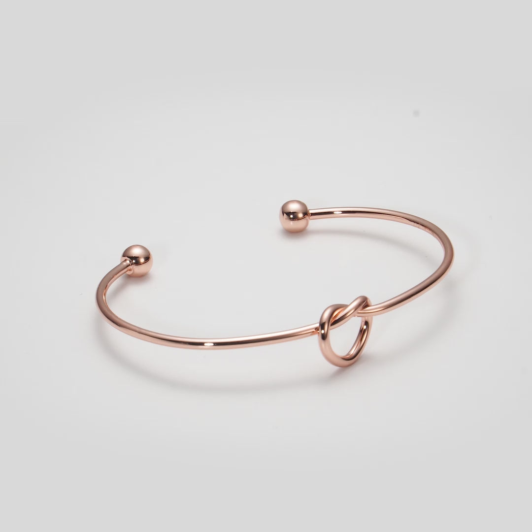 Rose Gold Plated Love Knot Cuff Bangle Video