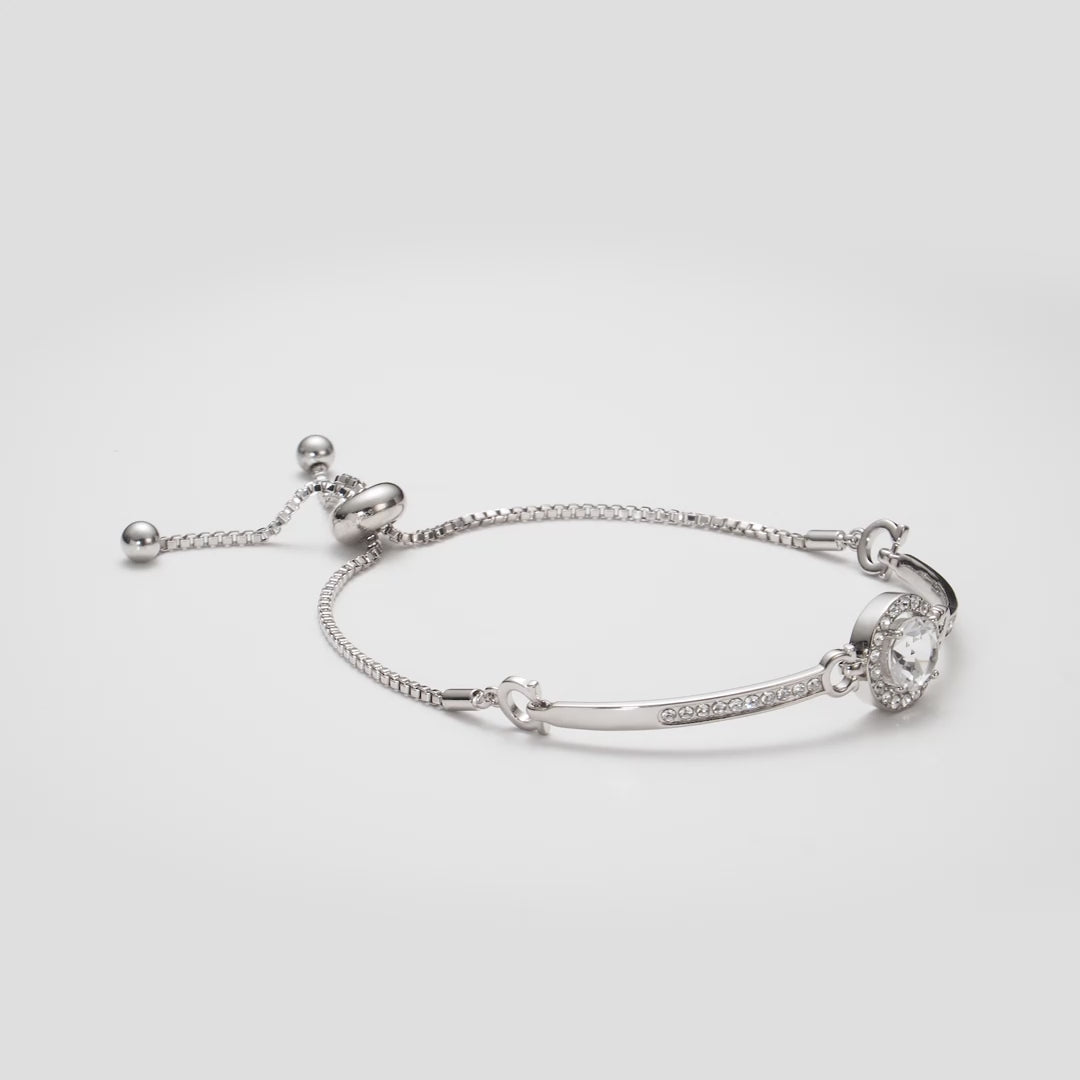 Silver Plated Halo Friendship Bracelet Created with Zircondia® Crystals Video