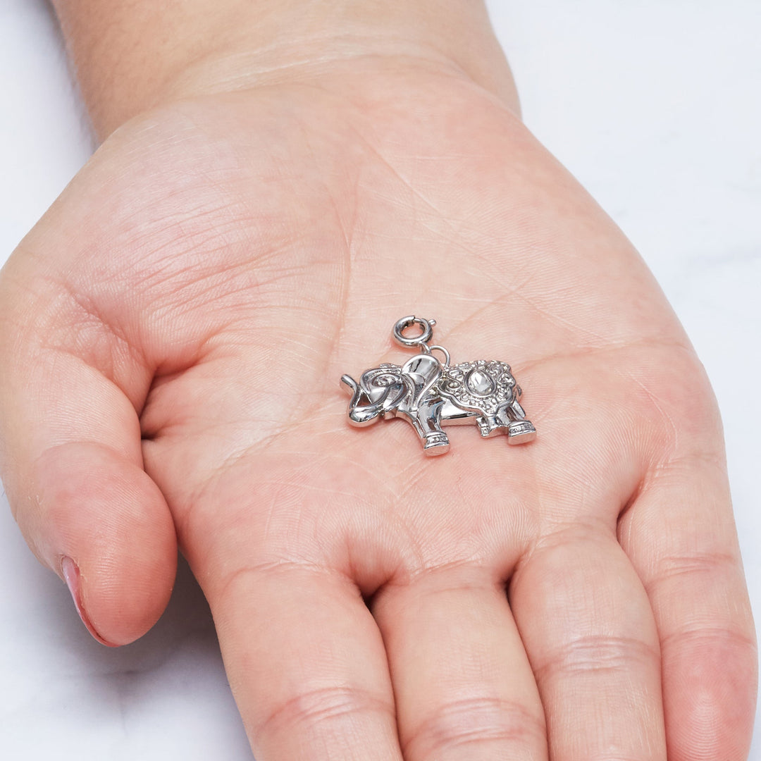 Elephant Charm Created with Zircondia® Crystals - Philip Jones Jewellery