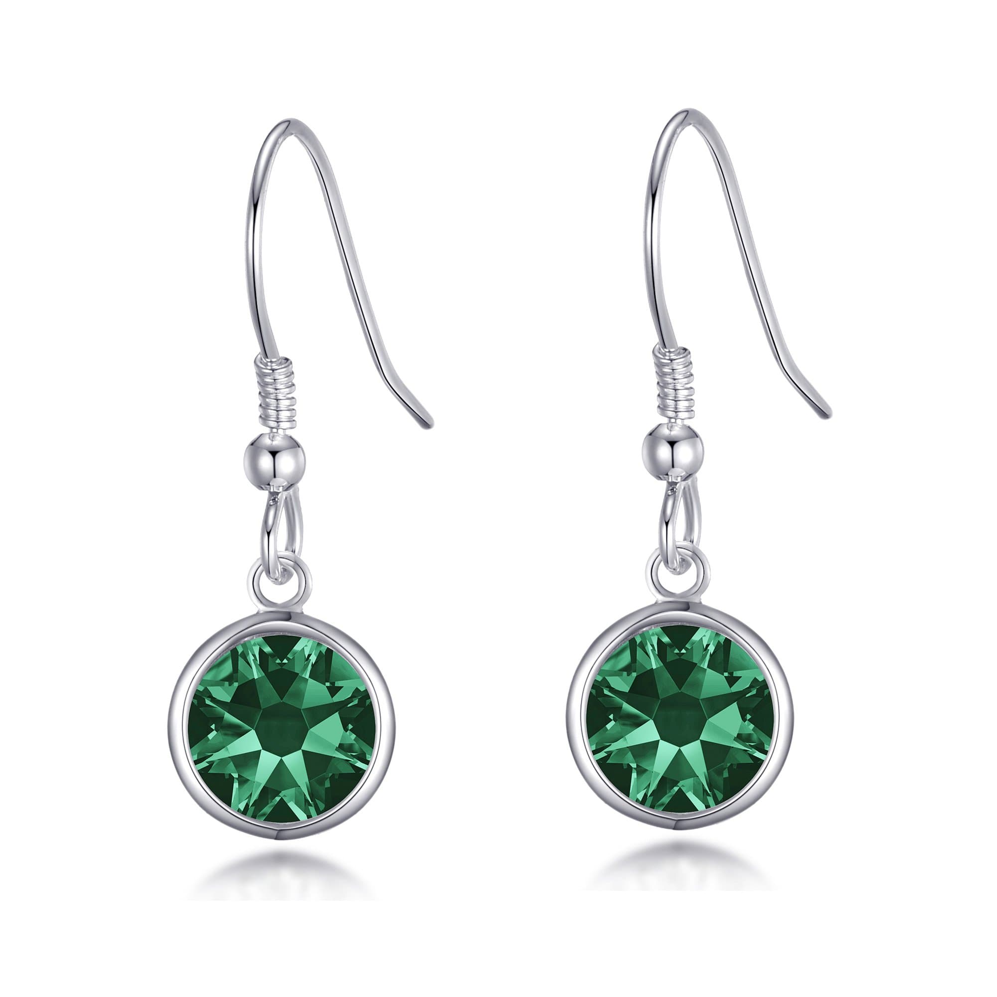 Green Crystal Drop Earrings Created with Zircondia® Crystals by Philip Jones Jewellery