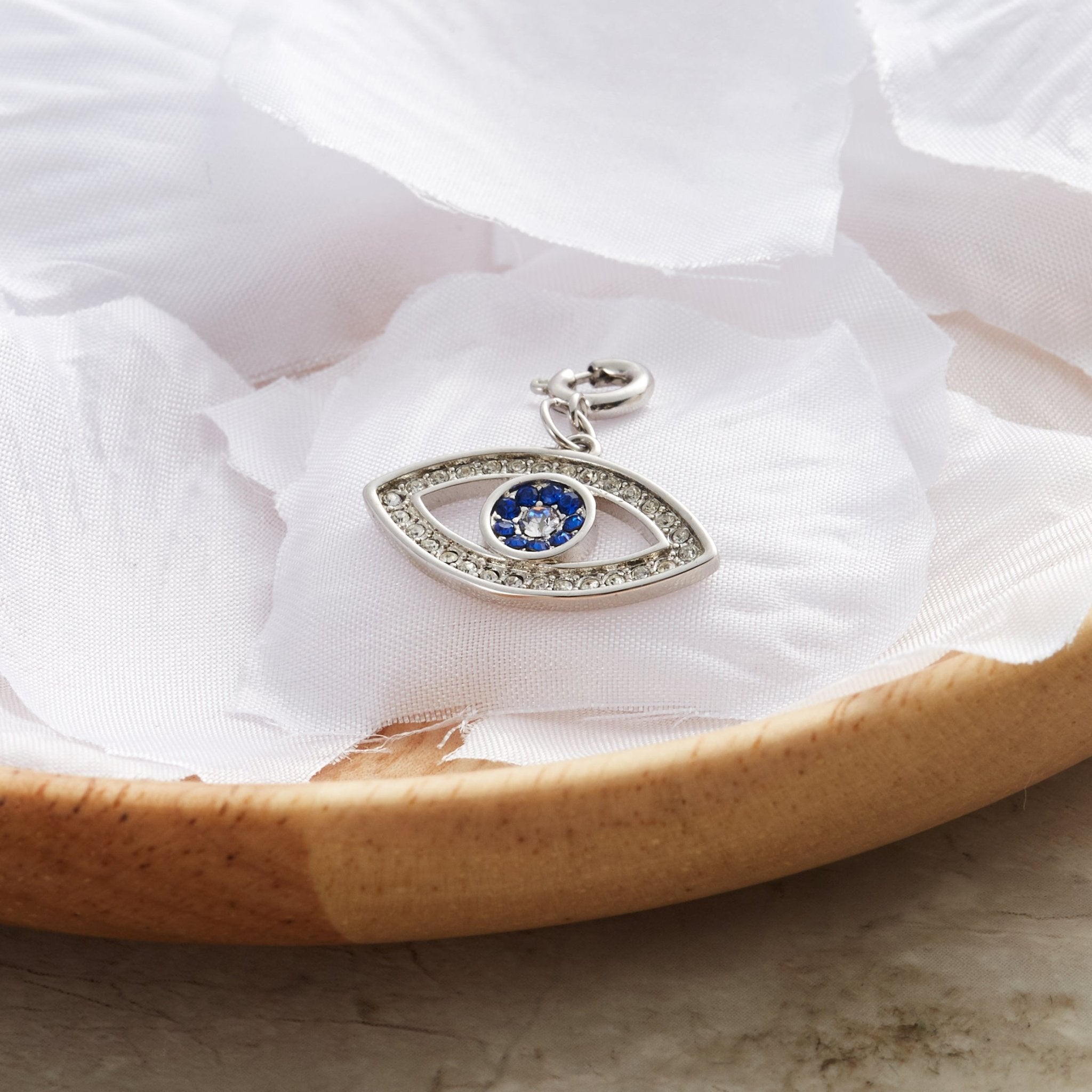 Evil Eye Charm Created with Zircondia® Crystals - Philip Jones Jewellery