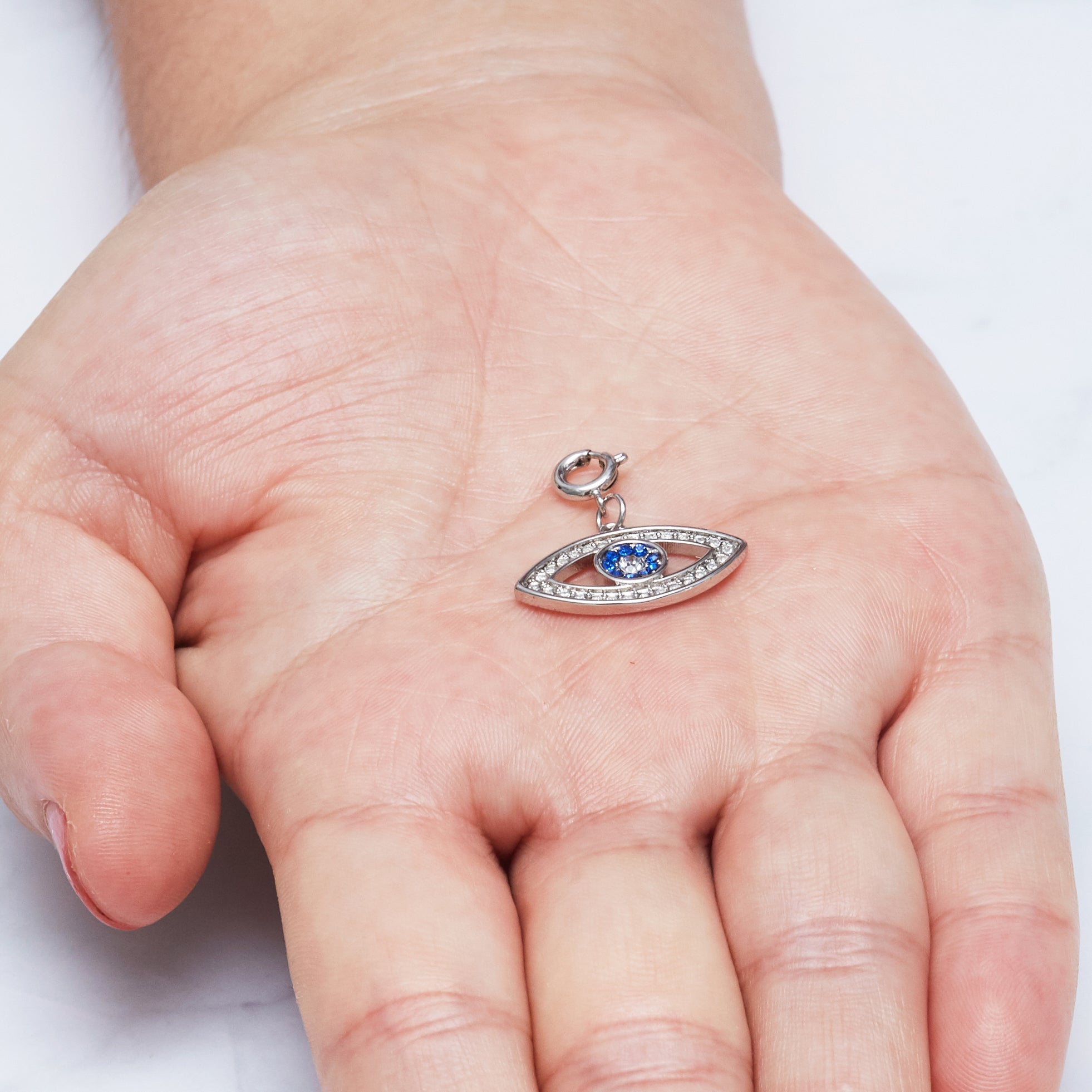 Evil Eye Charm Created with Zircondia® Crystals - Philip Jones Jewellery