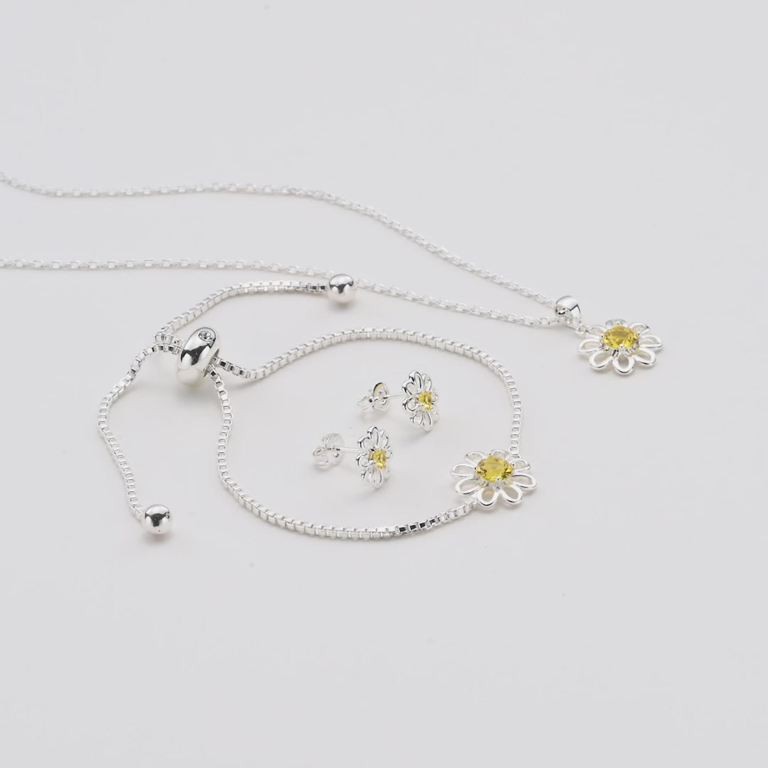 3pc Daisy Bracelet Set Created with Zircondia® Crystals