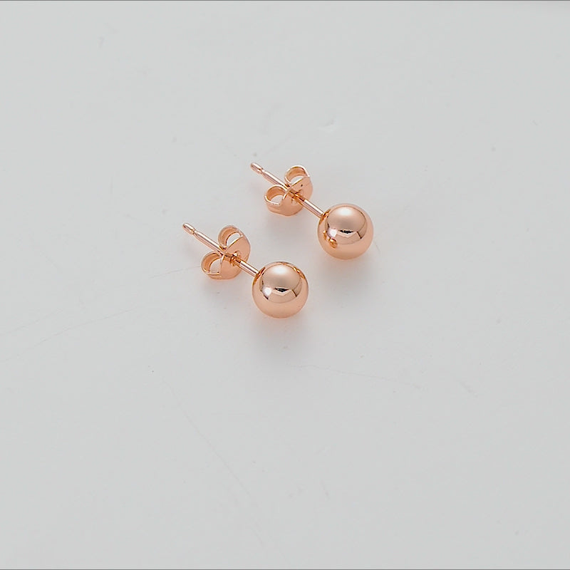 Rose Gold Plated Ball Stud Earrings Video