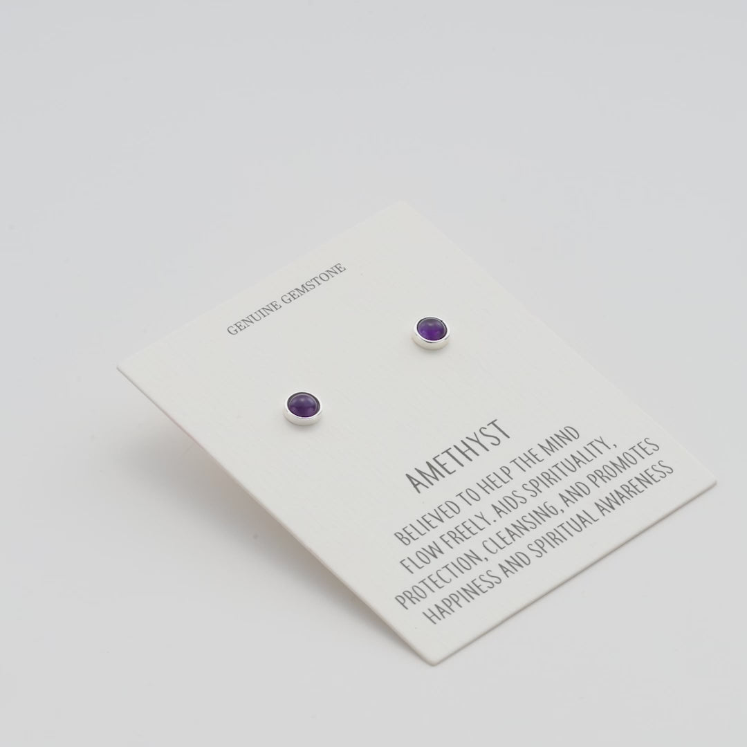 Amethyst Stud Earrings with Quote Card Video