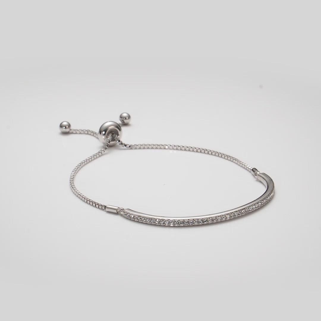 Silver Plated Friendship Bracelet Created with Zircondia® Crystals Video