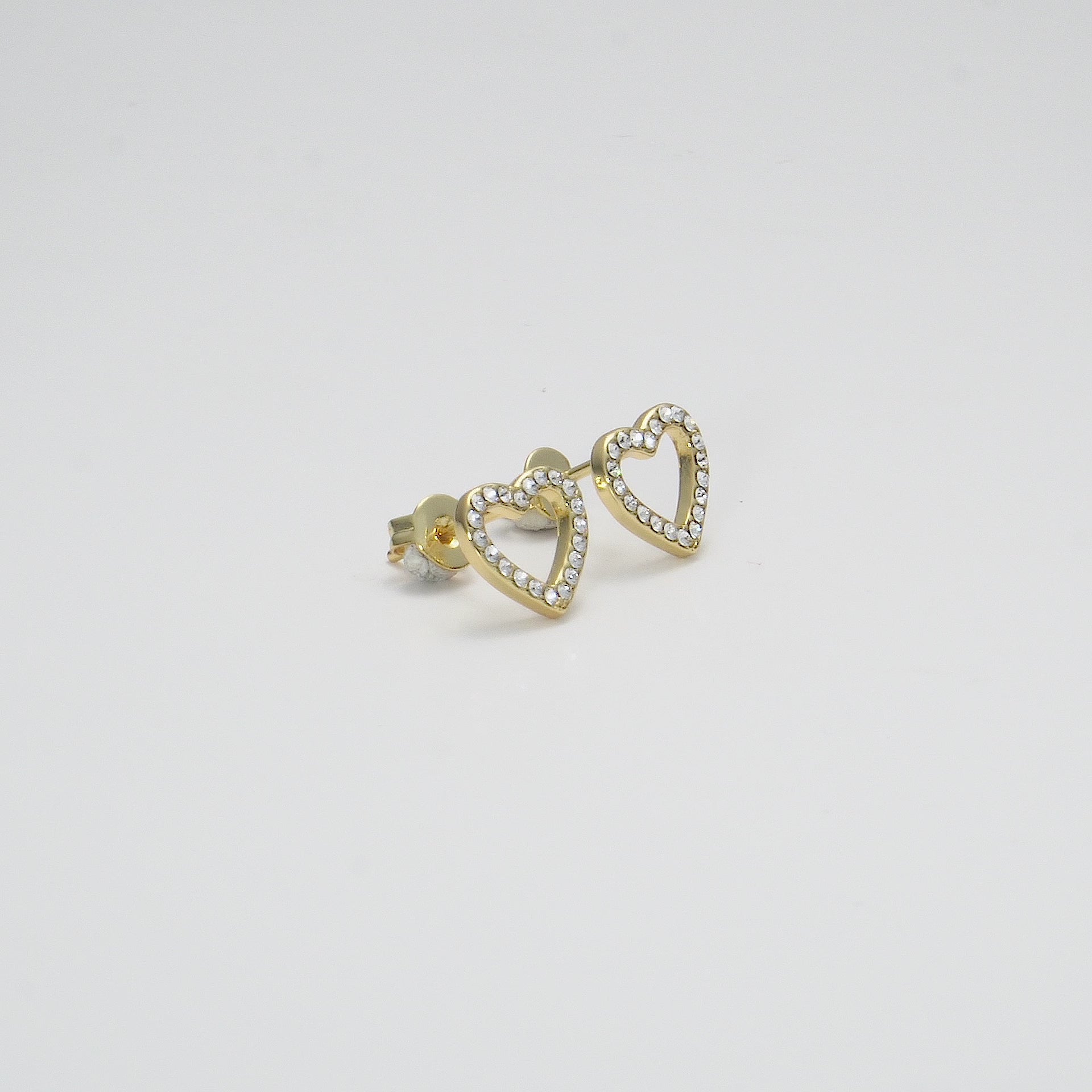 Gold Plated Open Heart Earrings Created with Zircondia® Crystals Video