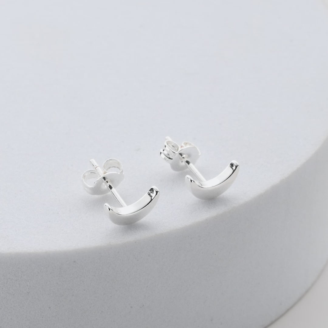 Silver Plated Moon Stud Earrings Video